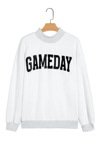 Light Grey High Neck GAMEDAY/ FOOTBALL Double Side Printed Reversible Sweatshirt