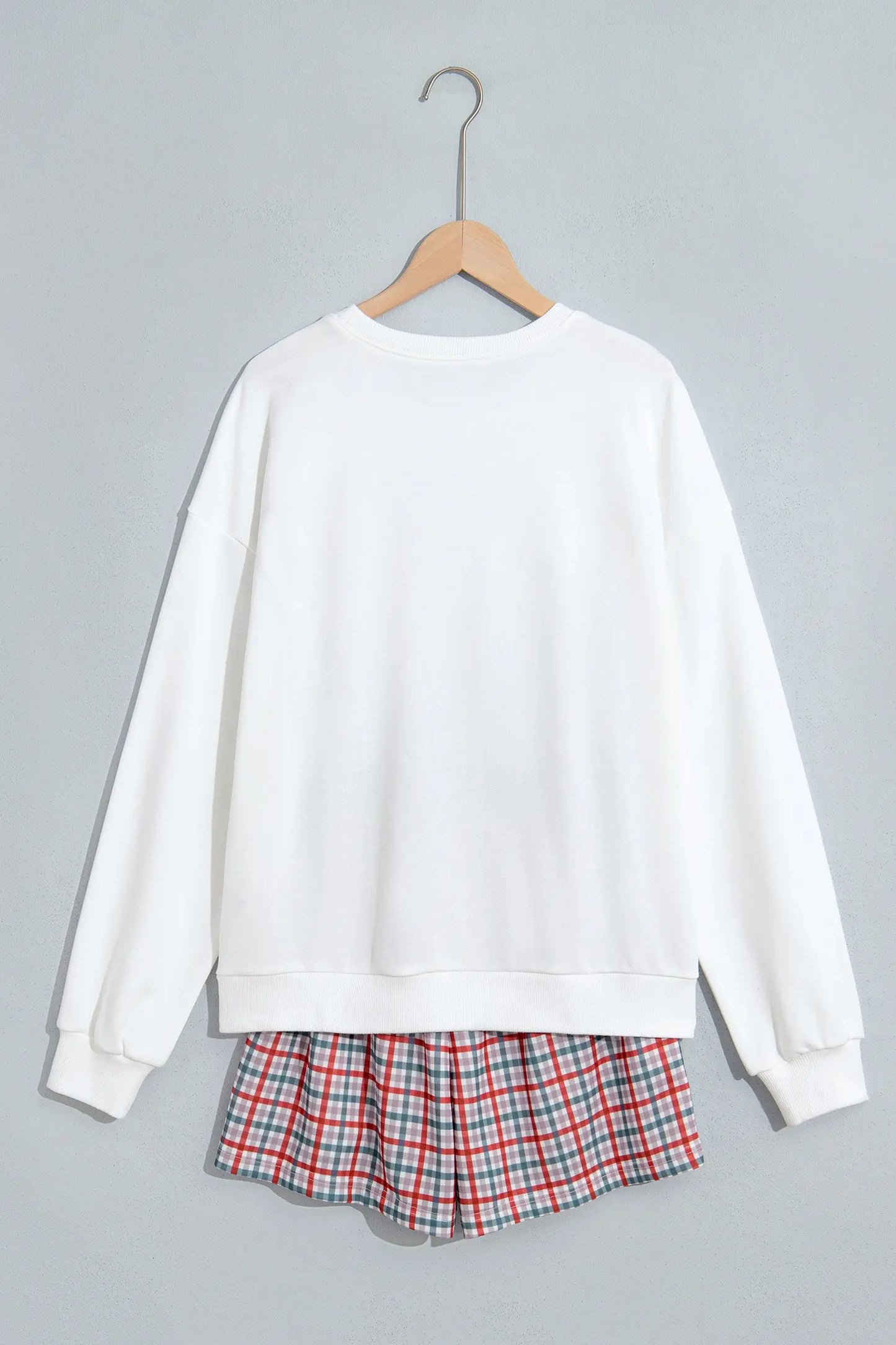 Multicolour Plaid MERRY Holiday Long Sleeve Top and Shorts Set