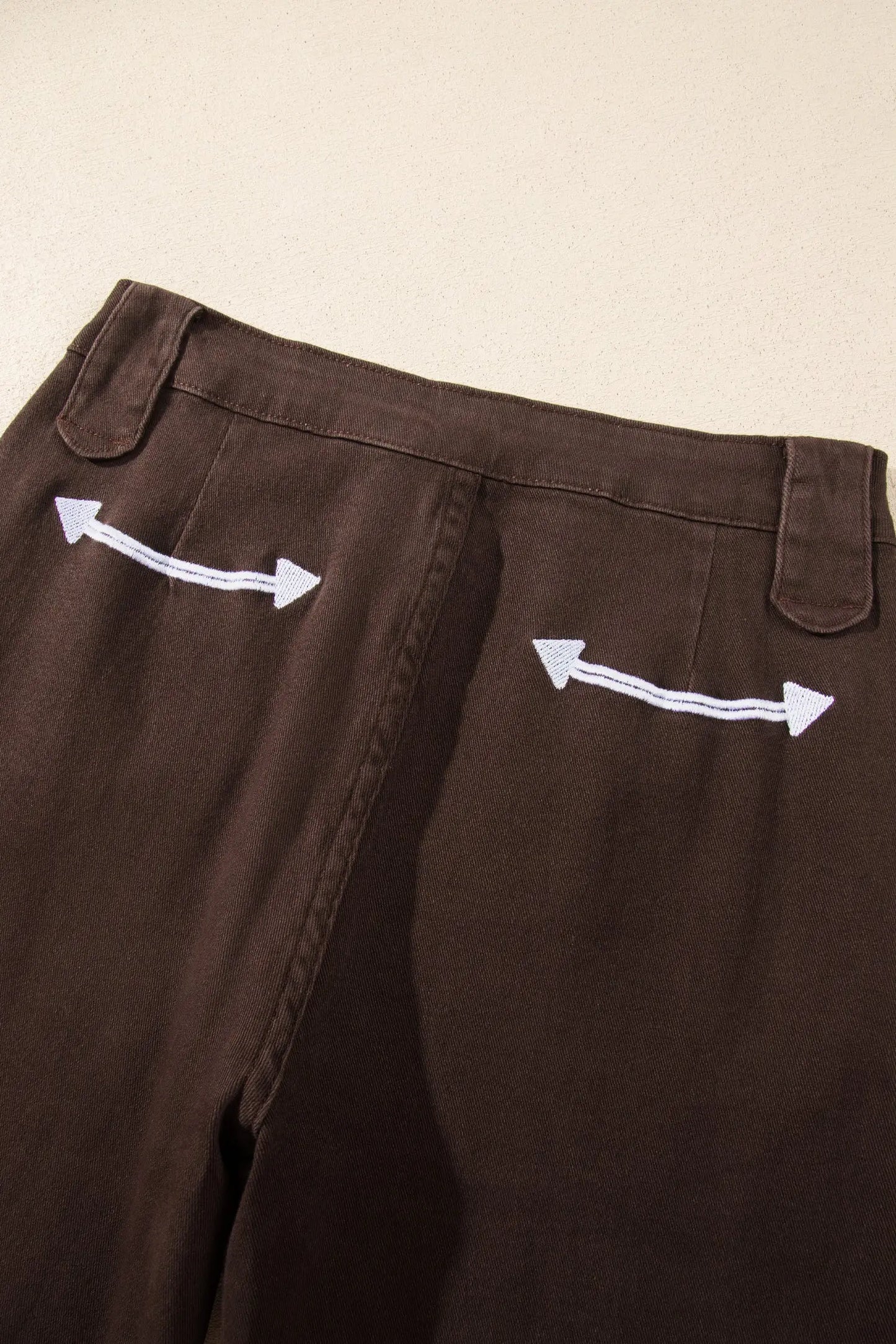 Coffee Western Colorblock Pockets Button Fly Decorative Belt Loops Straight Leg Jeans