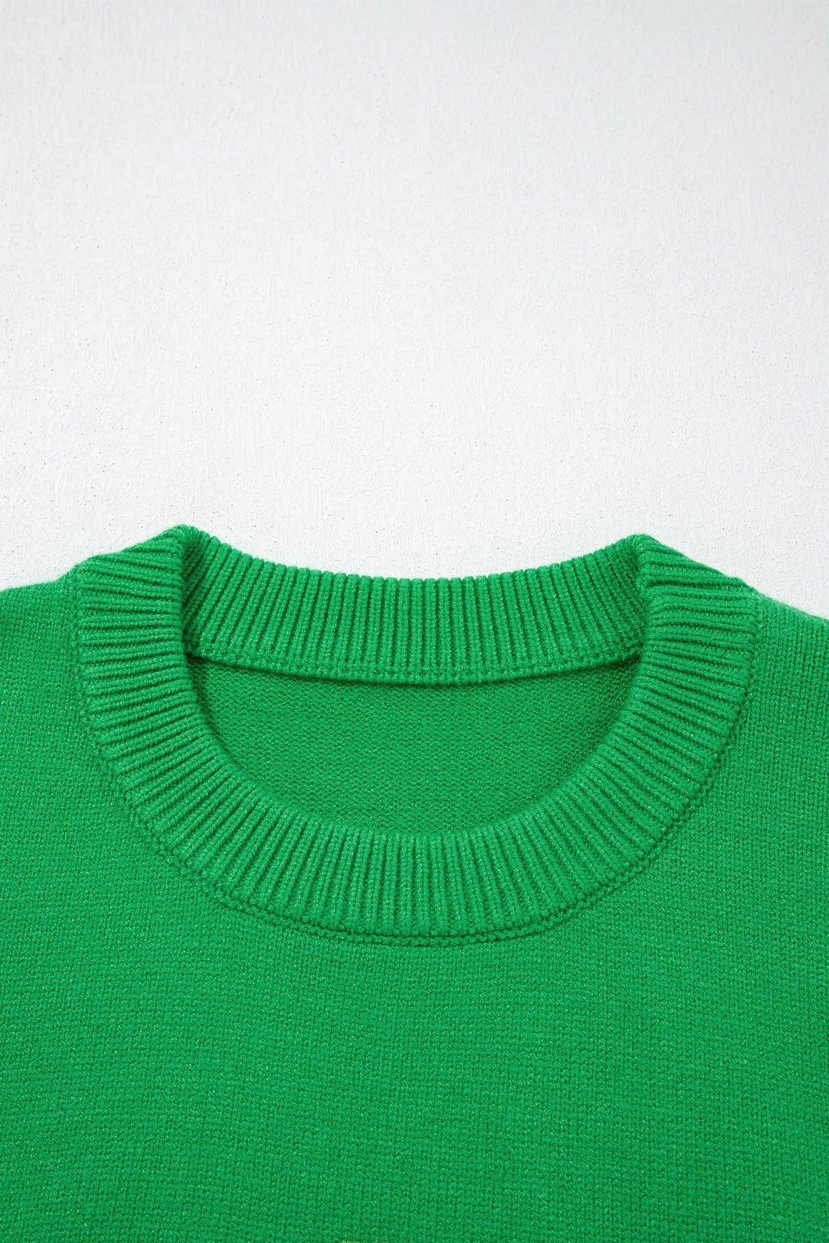 Dark Green Abstract Patch Embroidery Christmas Pullover Sweater
