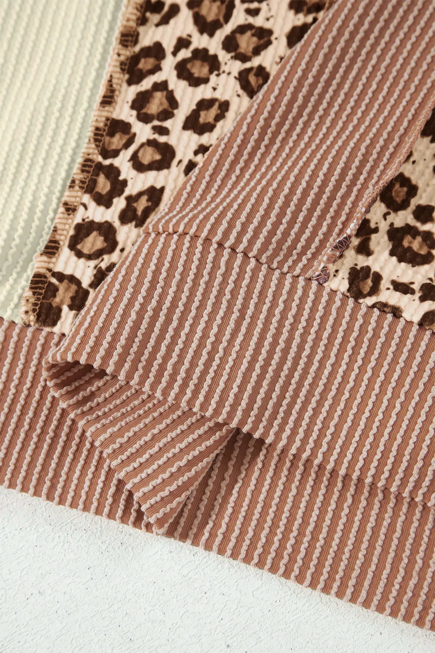 DUNE Leopard Print Colorblock Ribbed Knit Top