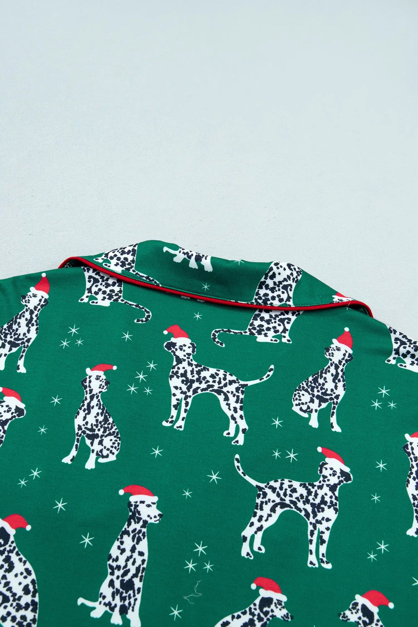 Green Long Sleeve Dog Print Two Piece Shift Lounge Set