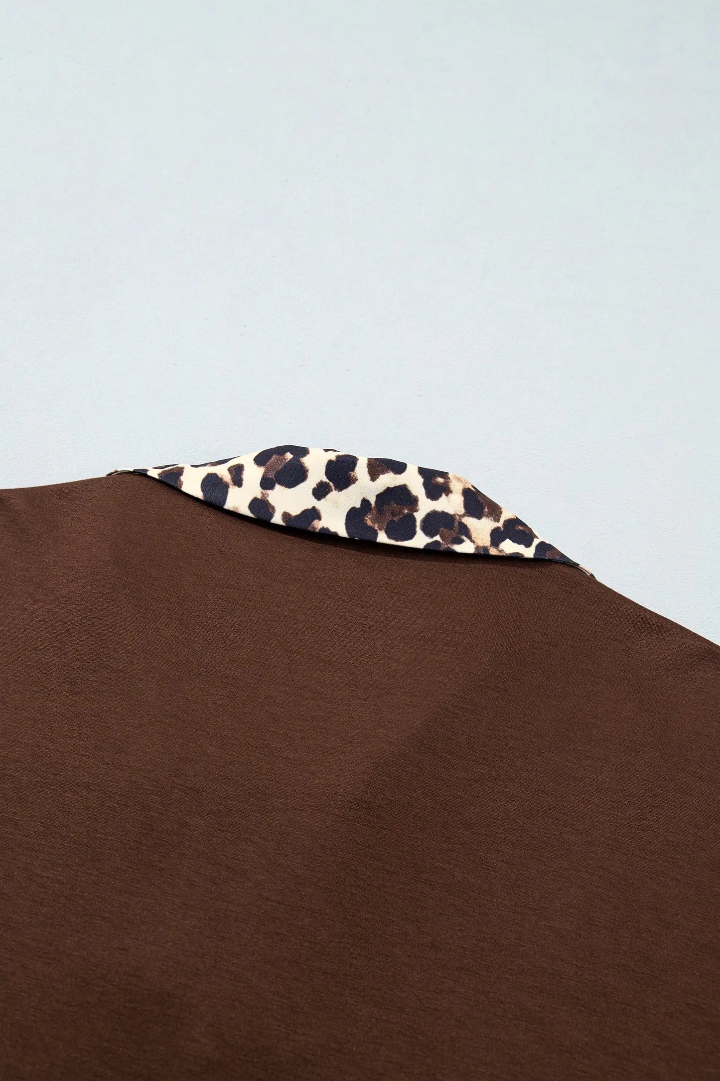Coffee Leopard Patchwork Collar Long Sleeve Dress