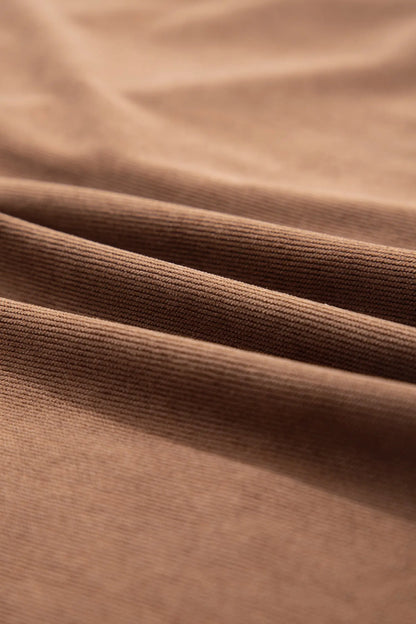 Coffee Geometric Embroidery Sleeveless Corduroy Shift Dress