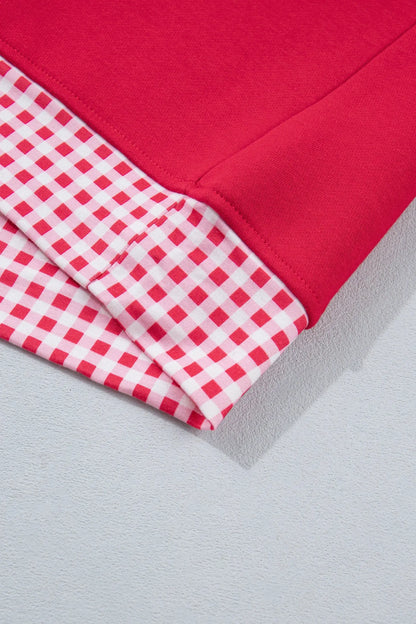 Pink Colorblock Polka Dot Contrast Trim Oversized Sweatshirt
