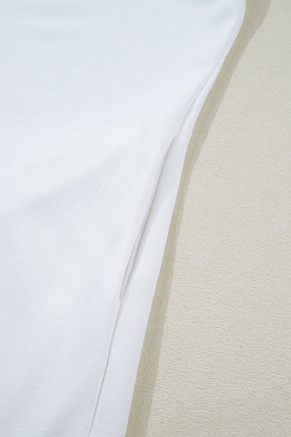 White Contrasted Striped Patchwork Split Neck Ruffle Trim Sleeveless Dress - Casual Dresses