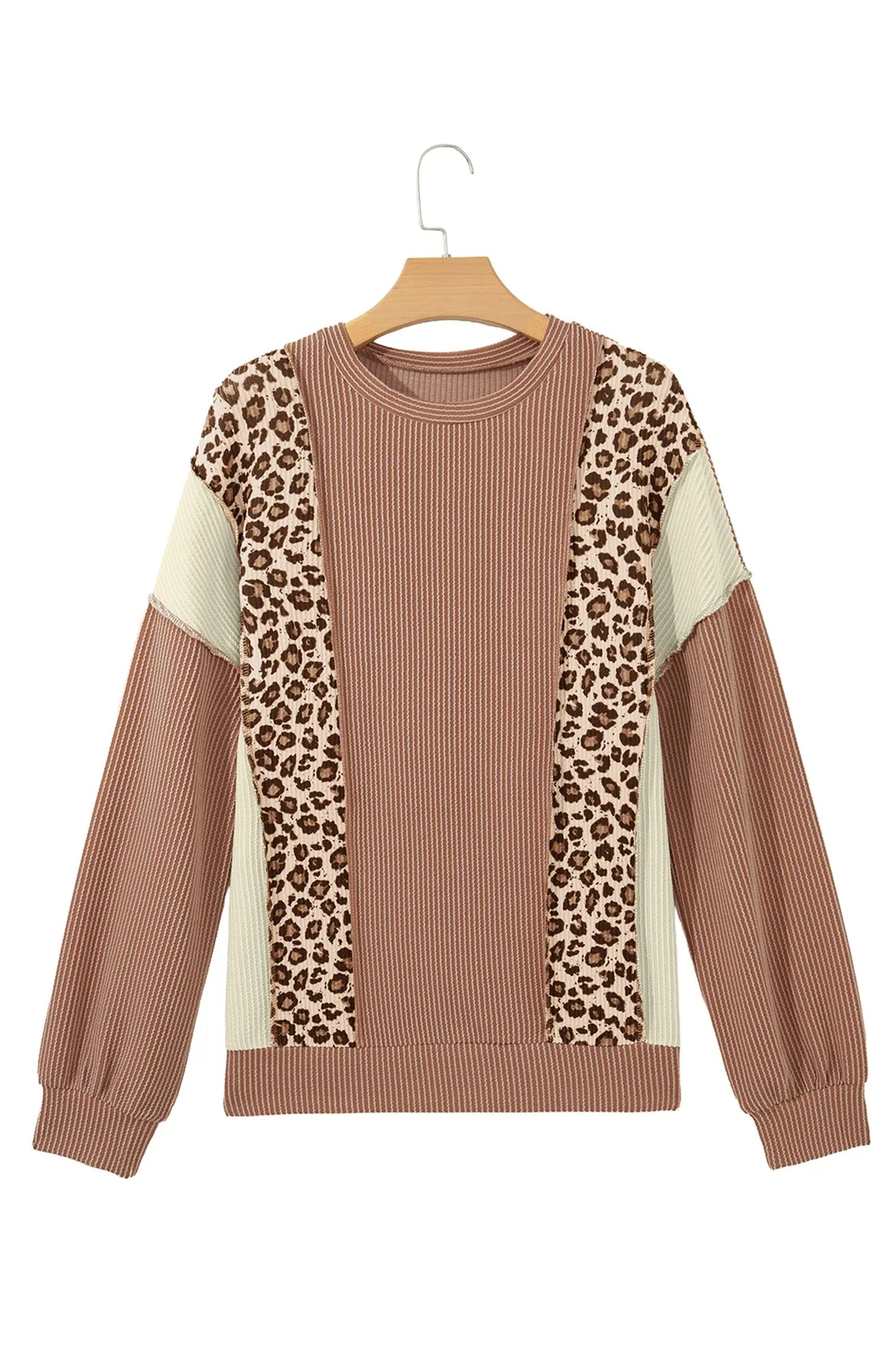 DUNE Leopard Print Colorblock Ribbed Knit Top