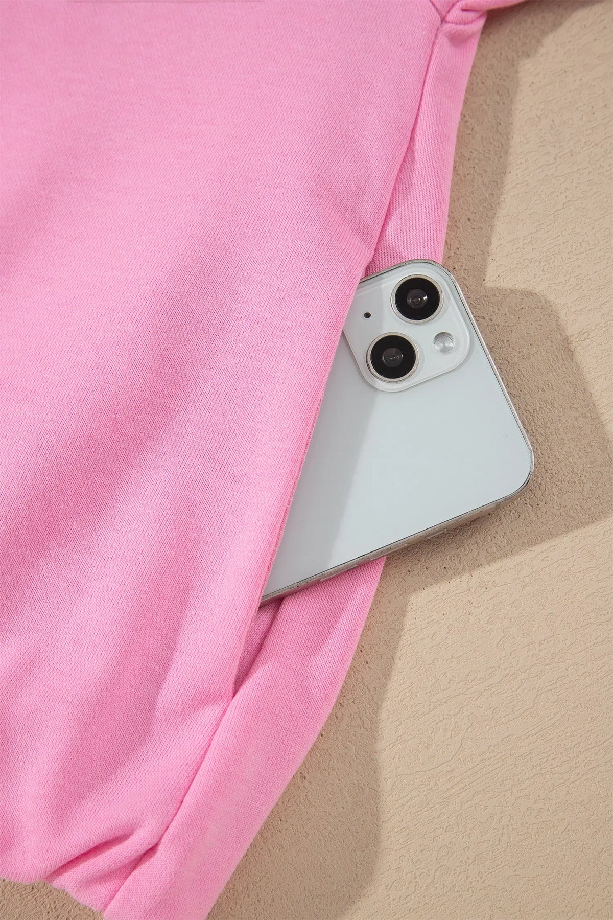Sachet Pink Zip-up One Piece Long Sleeve Hoodie pocket detail view · nz-alt-v1