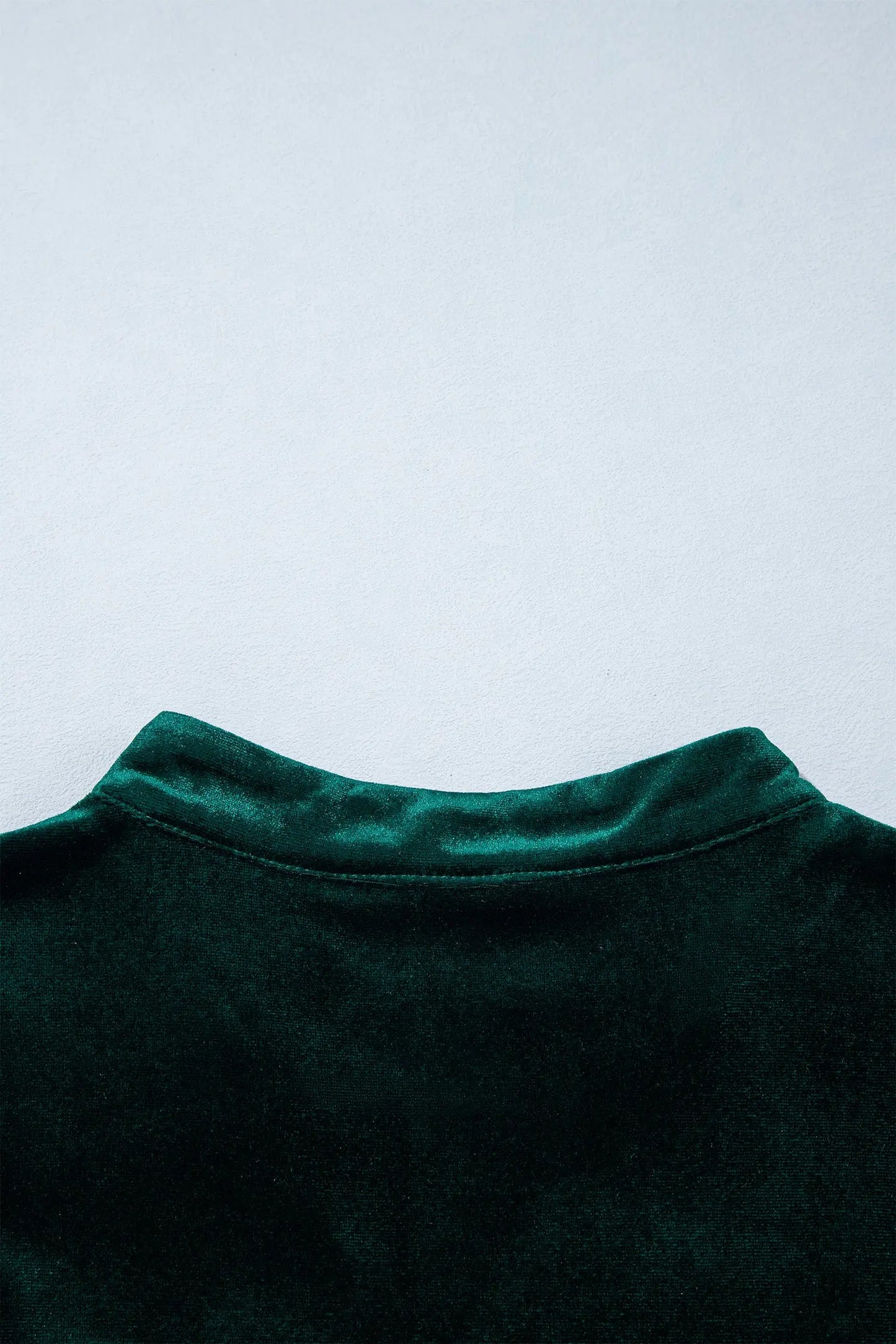 Blackish Green Leopard Trim Velvet Long Sleeve Shift Dress