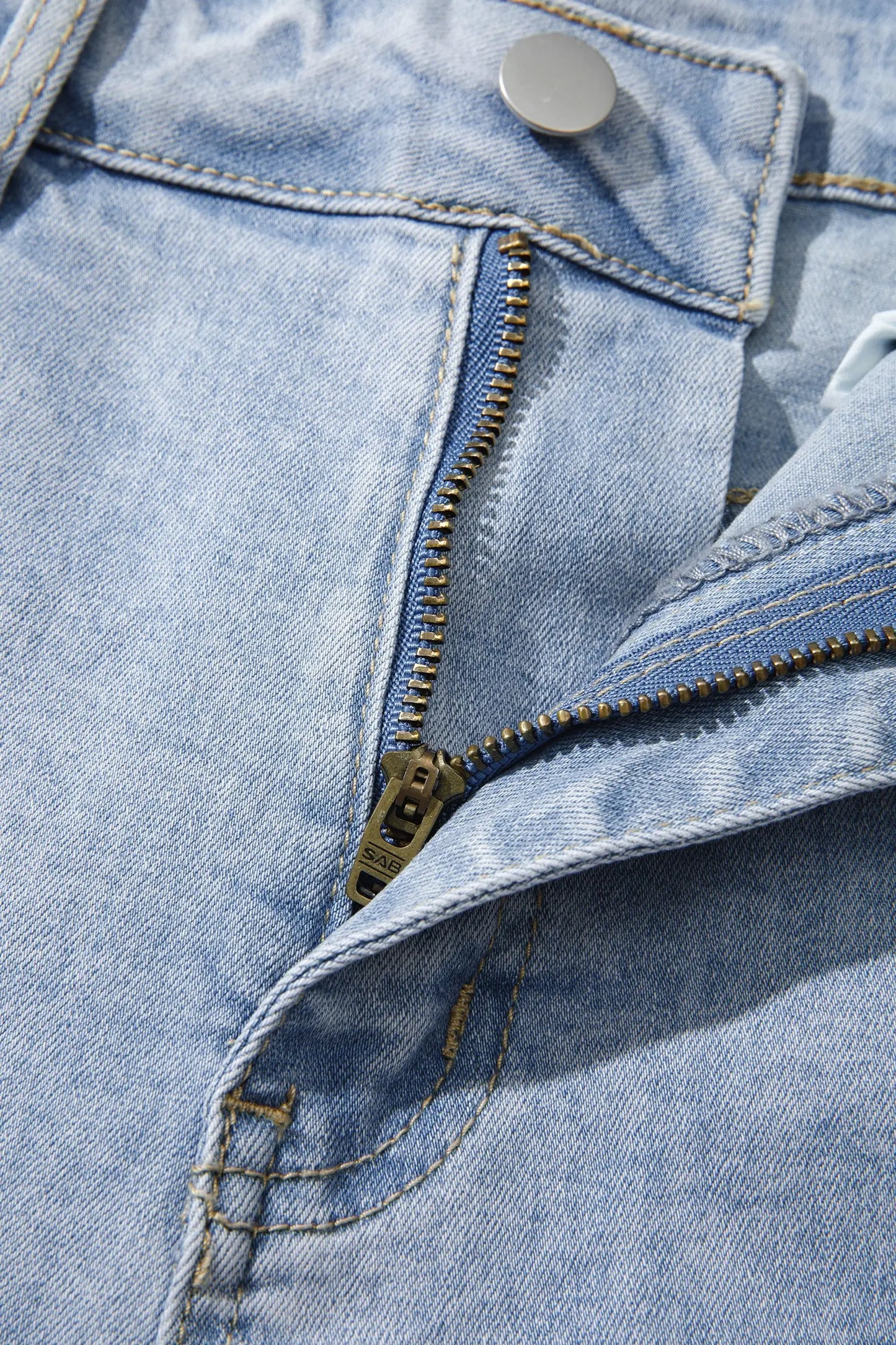 Beau Blue Lace Trim Casual Full-Length Regular Fit Jeans