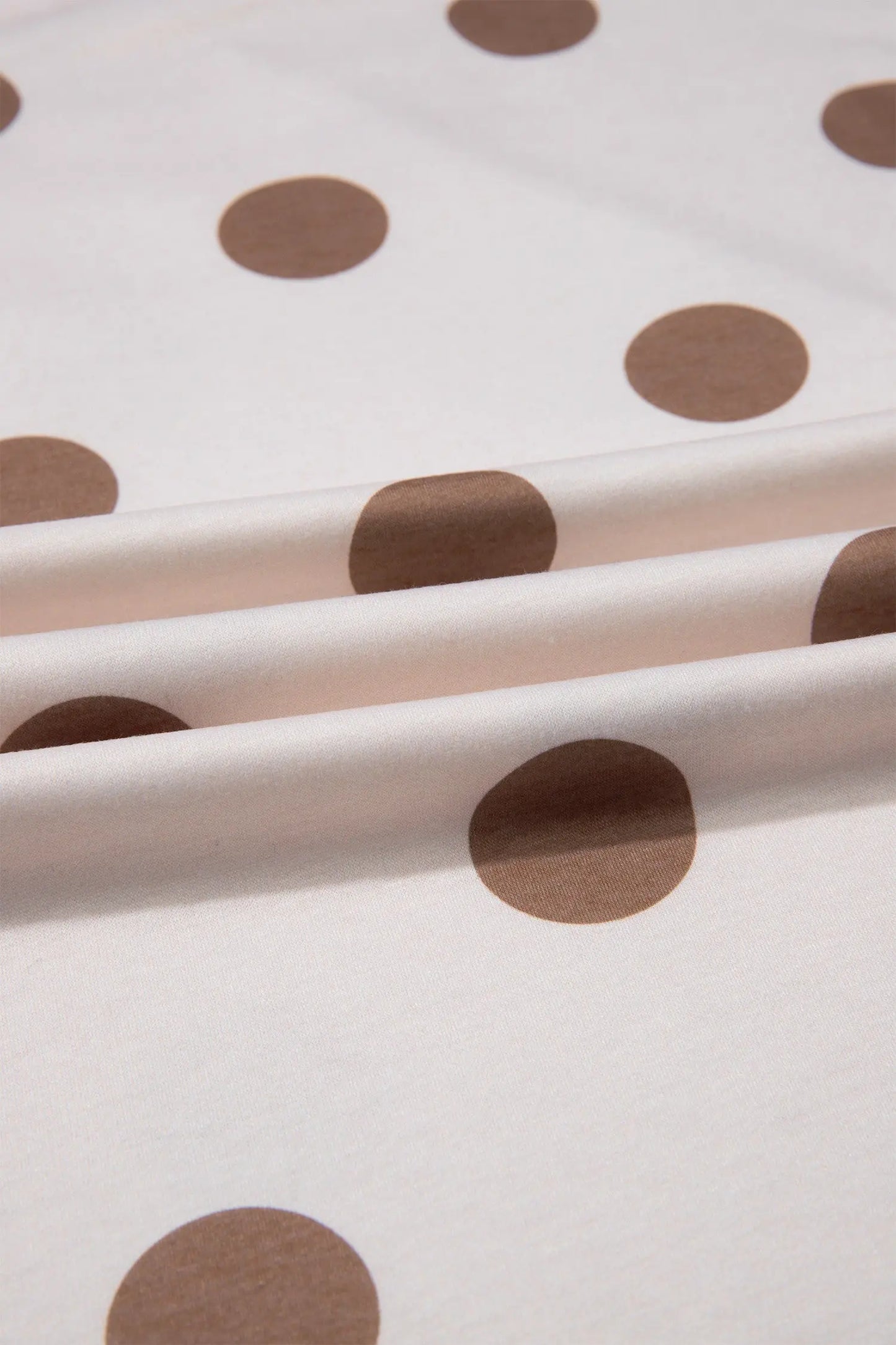 Brown Polka Dot Wide Leg Elastic Waist Casual Pants