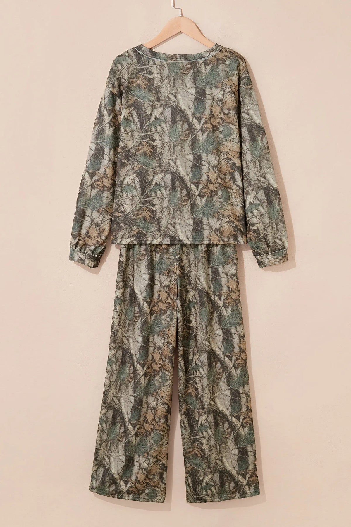 Green Abstract Print Long Sleeve Pant Set