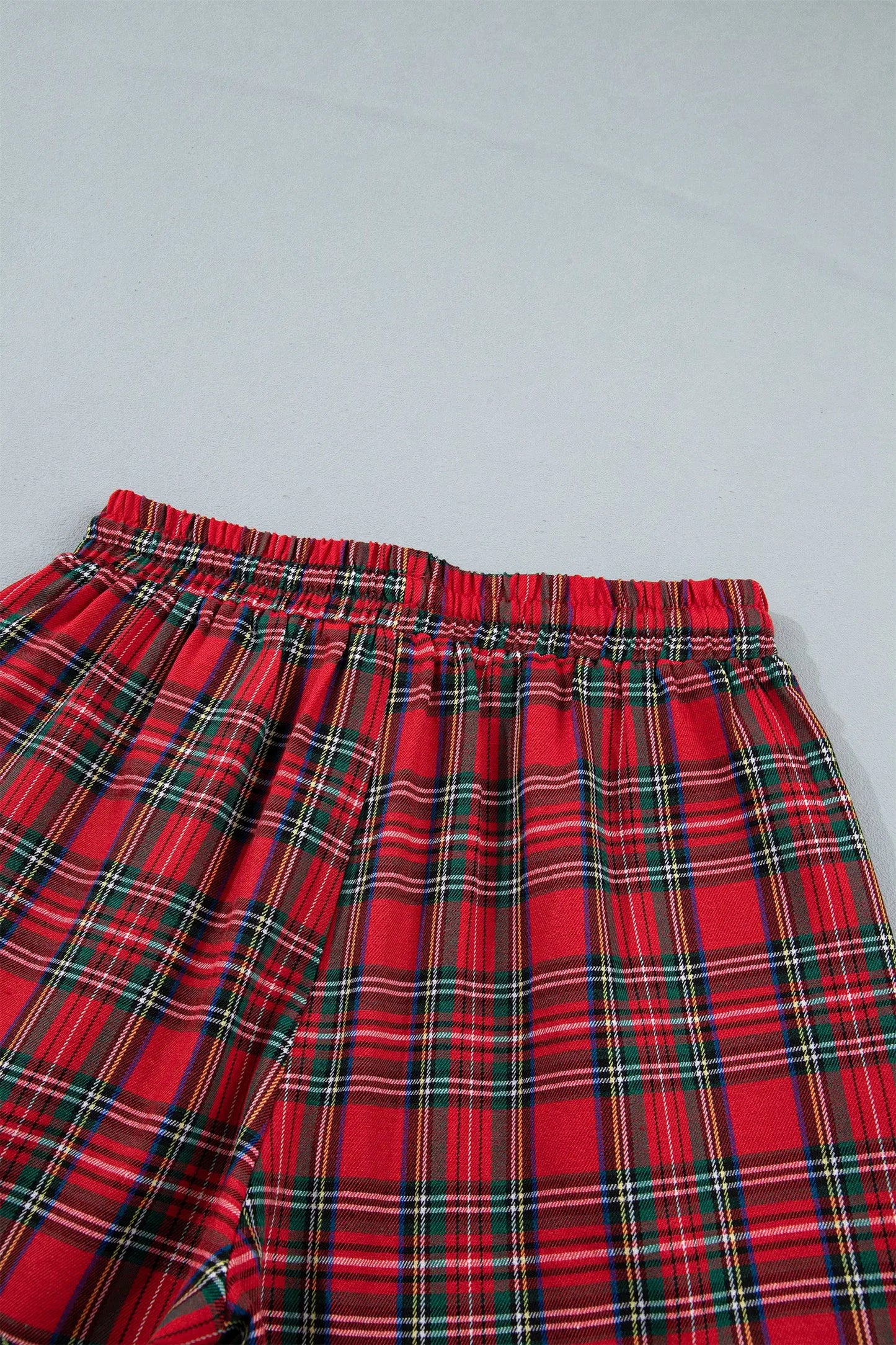 White Plaid Letter Print Short Sleeve Top Elastic Waist Pocket Shorts Lounge Set