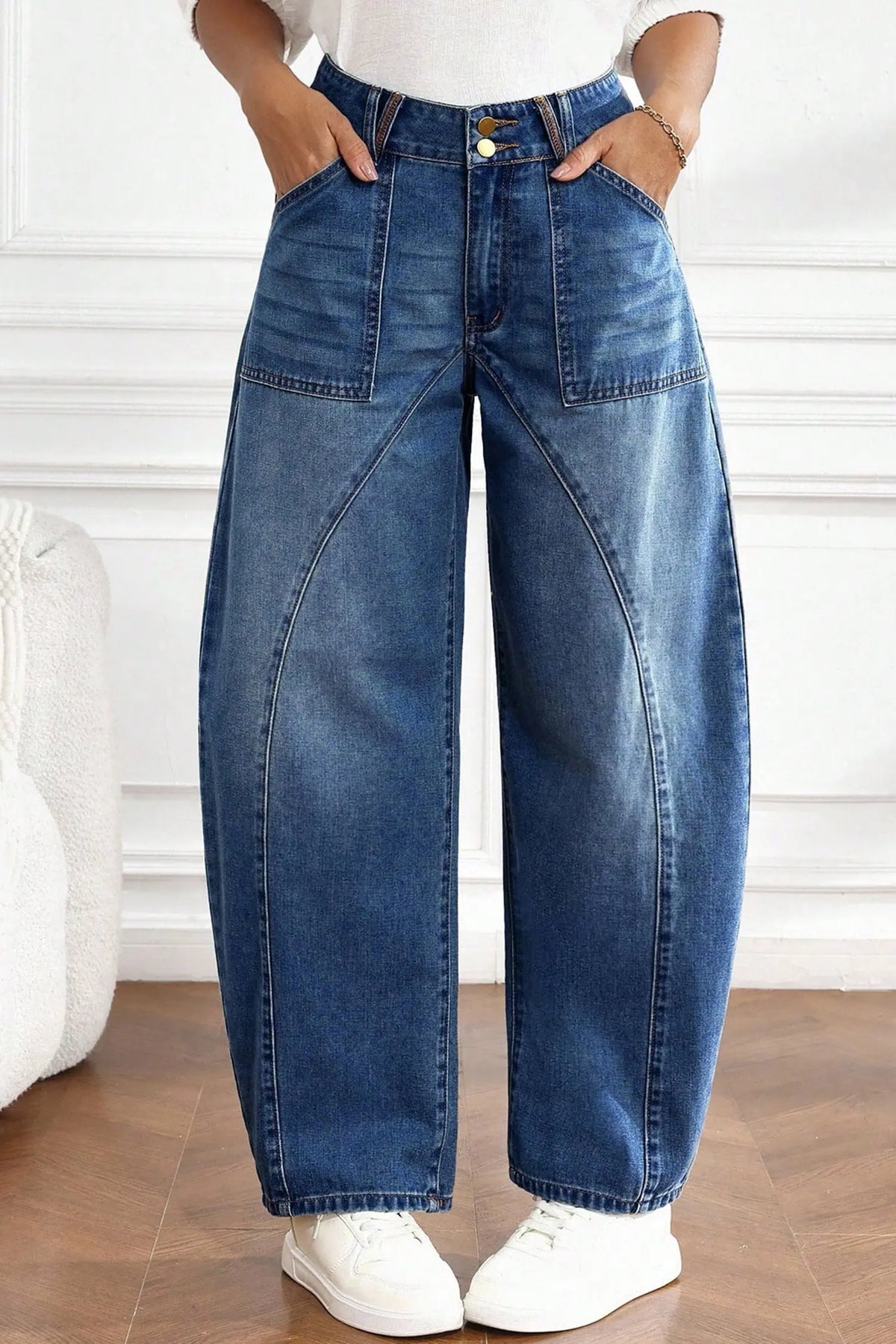 Ashleigh Blue Curved-Knife Ankle-Length Casual Jeans