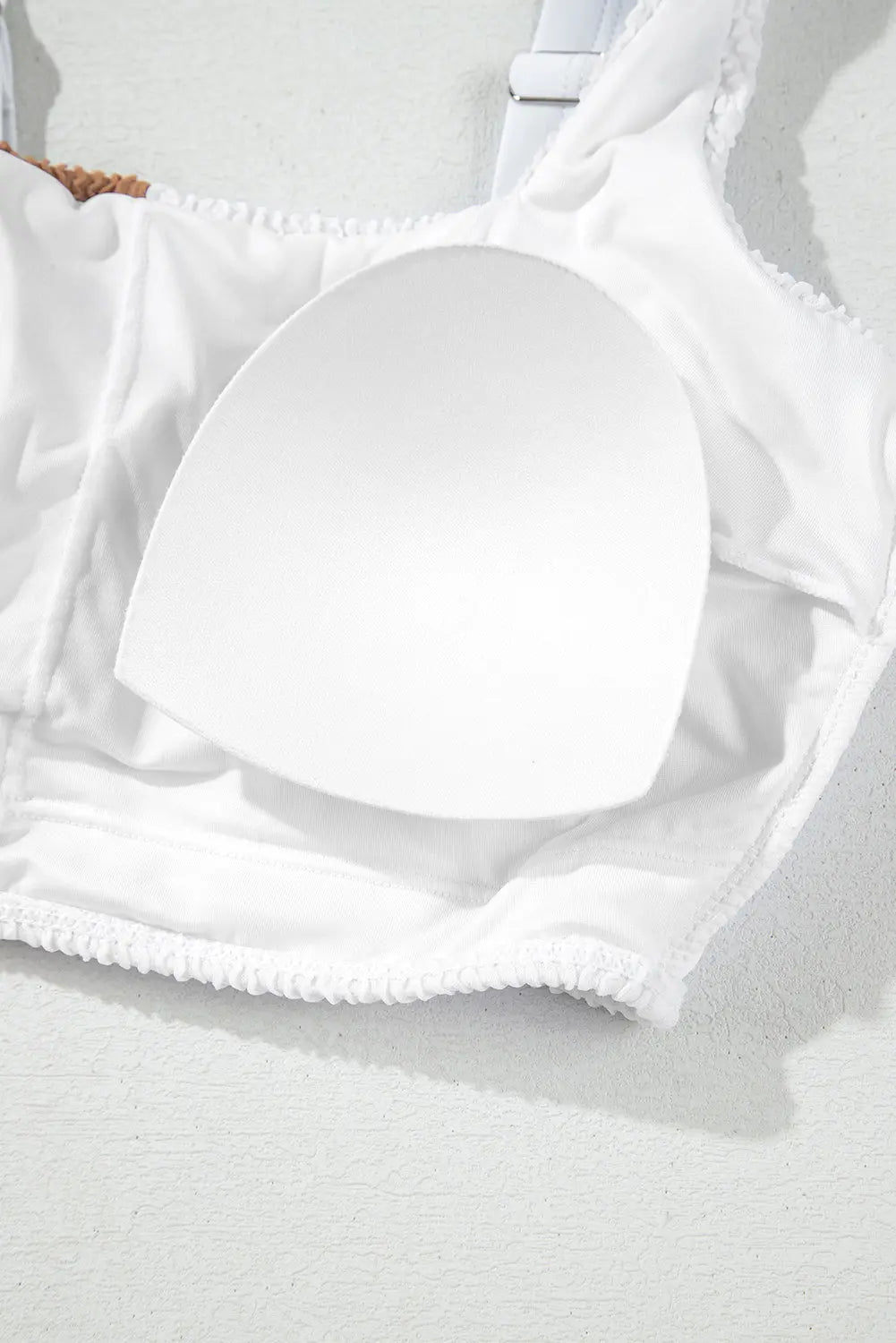 White corded colorblock square neck bikini swimsuit detail view · nz-alt-v1