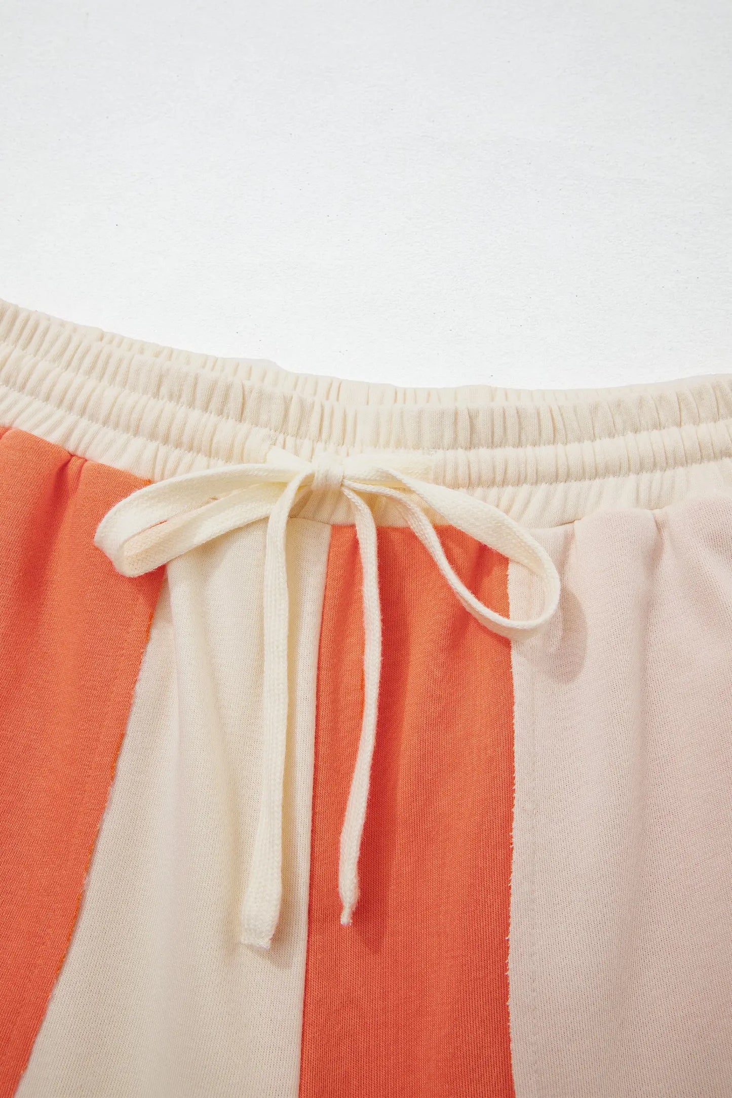 Fiery Red Raw Seam Colorblock Wide Leg Ankle Length Casual Pants