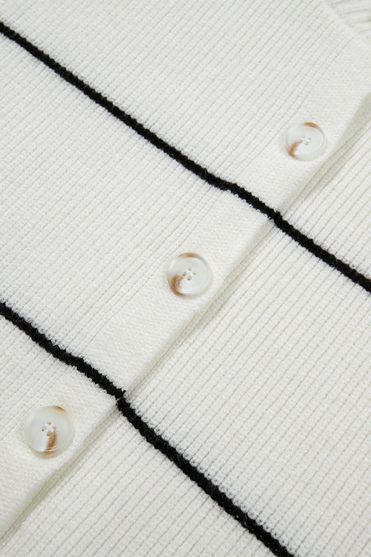 White Stripe Short Sleeve Button Front Shift Cardigan