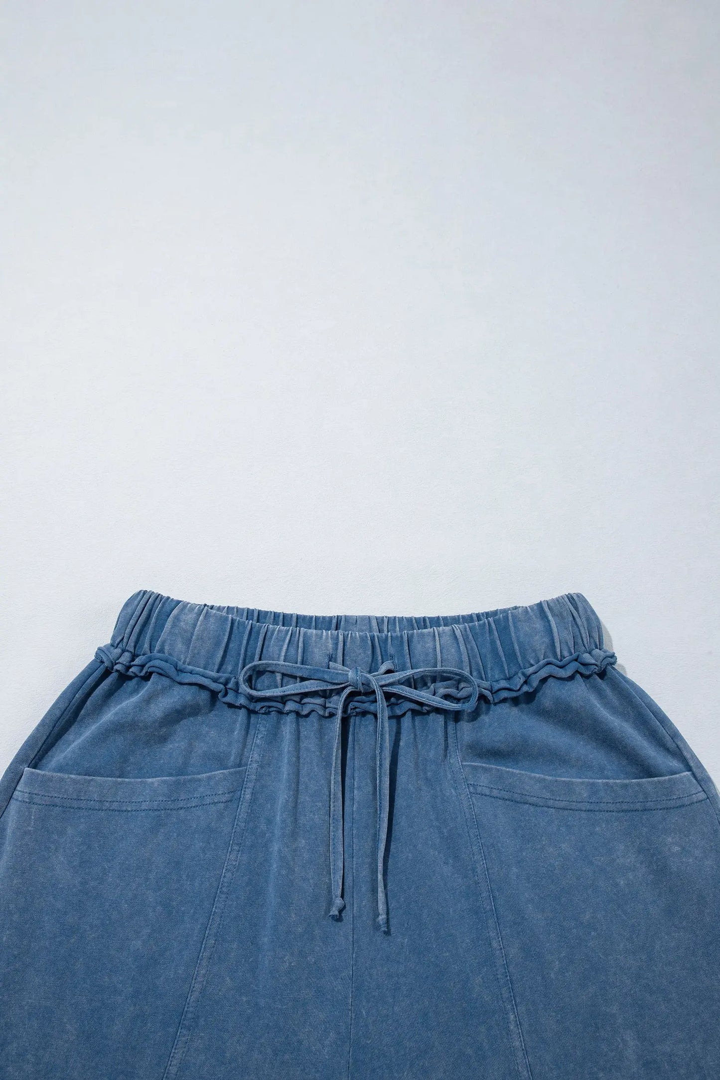 Ashleigh Blue Mineral Wash Seam Detail Flare Leg Drawstring Pants