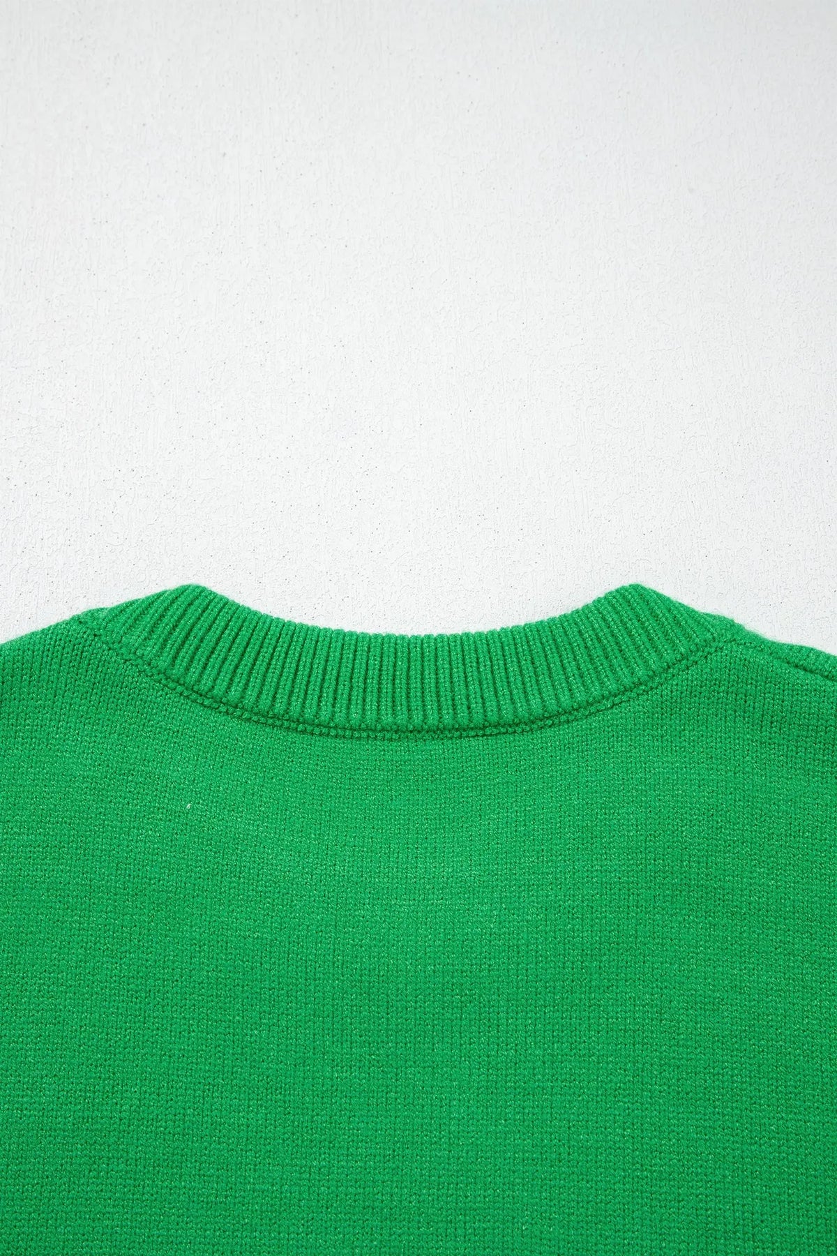 Dark Green Abstract Patch Embroidery Christmas Pullover Sweater