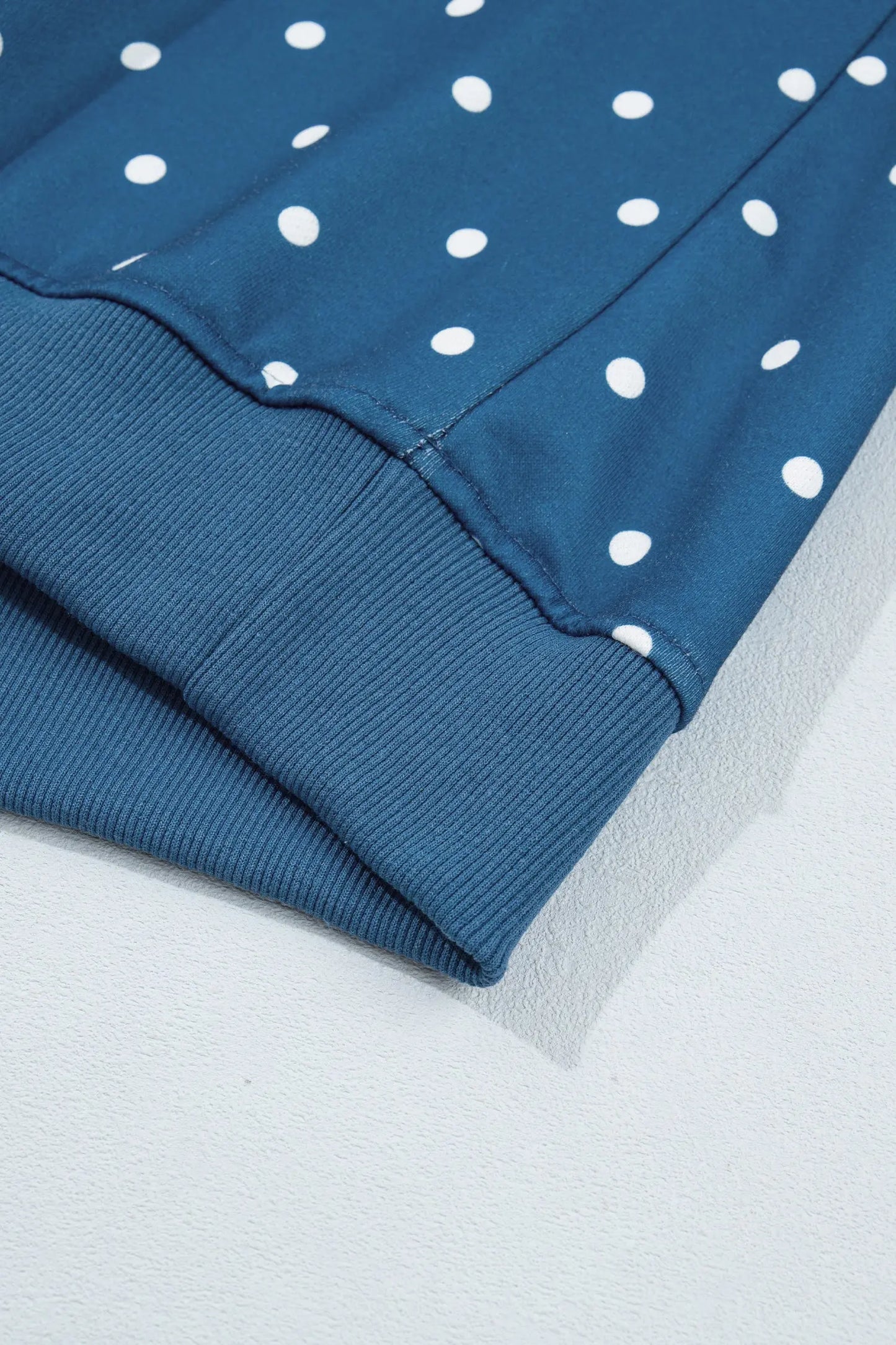 Pink Polka Dot Print Metal Button Collar Casual Pullover Sweatshirt