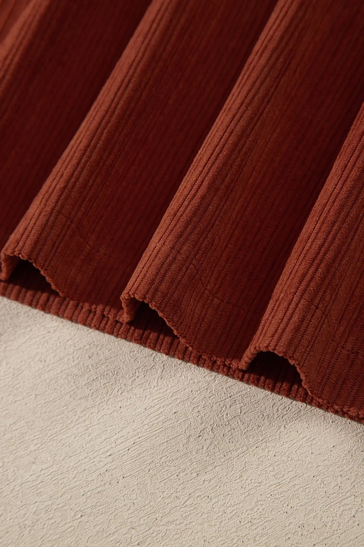 Clay Ribbed Corduroy Zip-Up Sleeveless Pocket Sheath Dress corduroy fabric detail view · nz-alt-v1