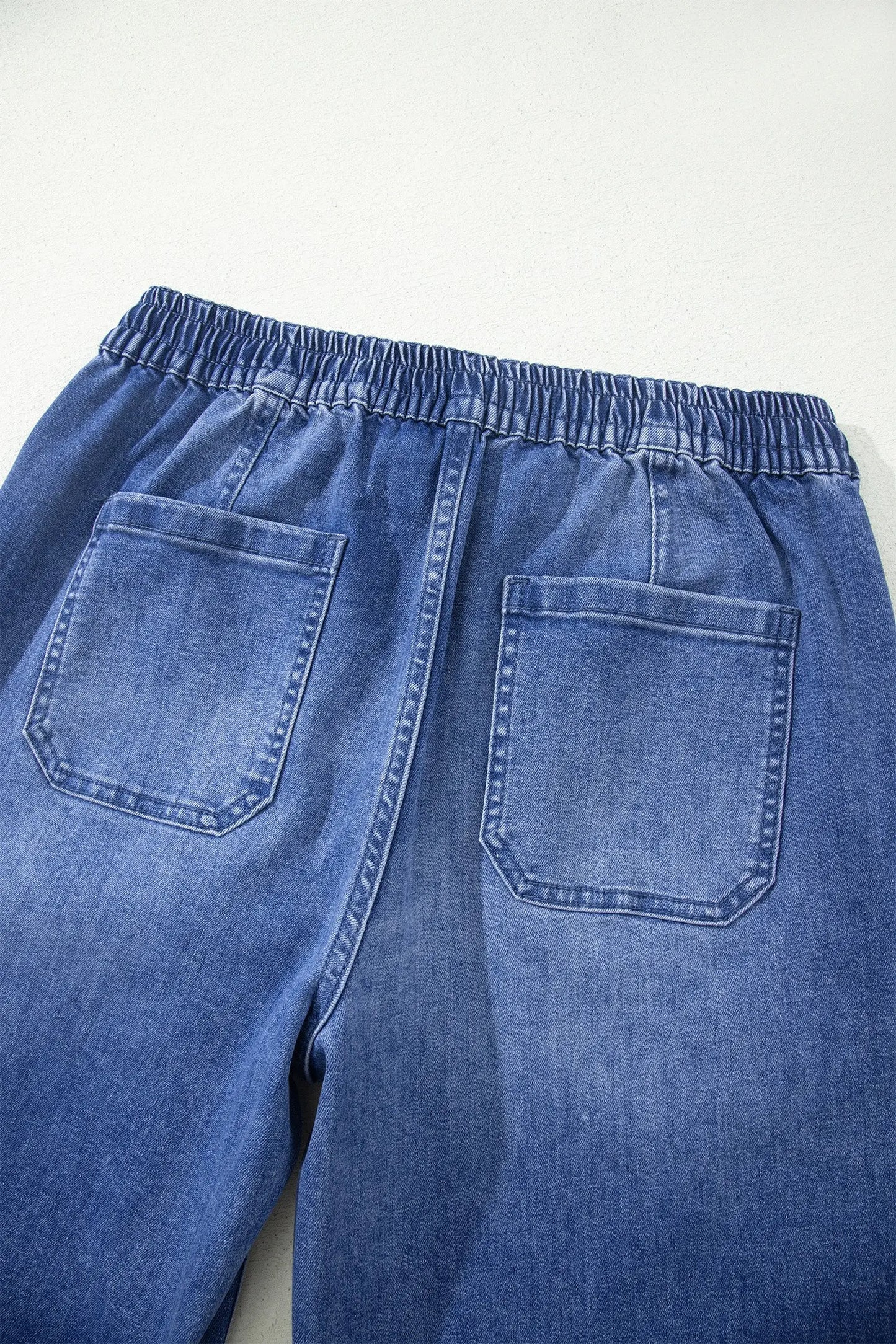 Ashleigh Blue Drawstring Waist Ankle Length Casual Jeans Regular Fit Pocket Detail Denim Pants