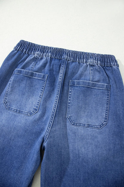 Ashleigh Blue Drawstring Waist Ankle Length Casual Jeans Regular Fit Pocket Detail Denim Pants
