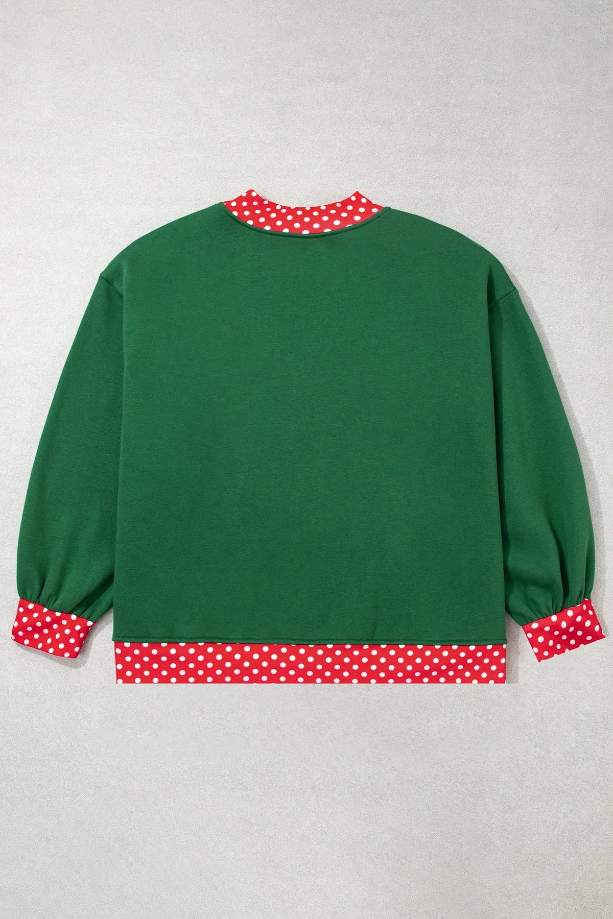 Tillandsia Purple Polka Dot Patchwork Round Neck Plus Size Sweatshirt