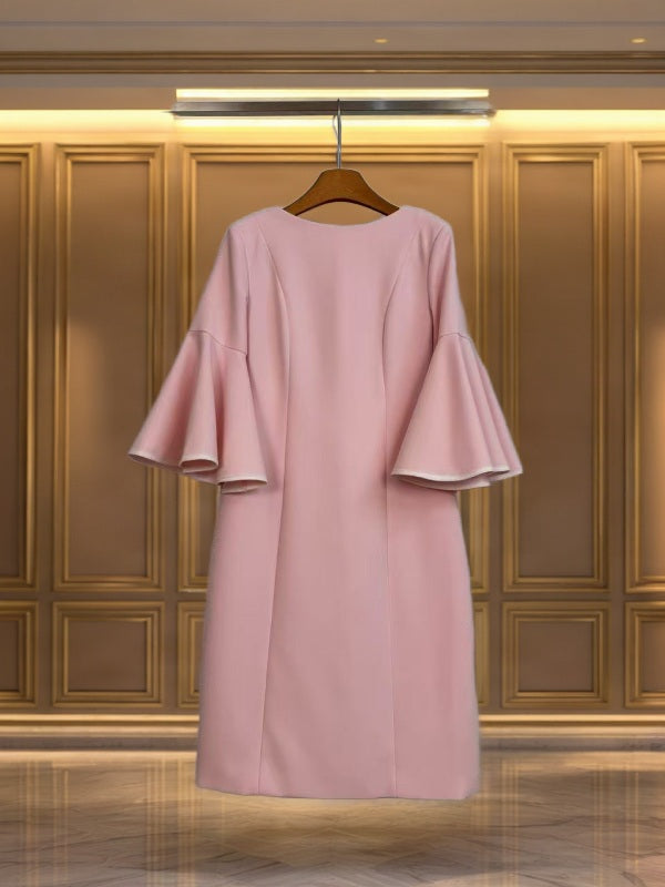Contrast Trim Flared Sleeve Midi Dress hanging view · nz-bg-v1