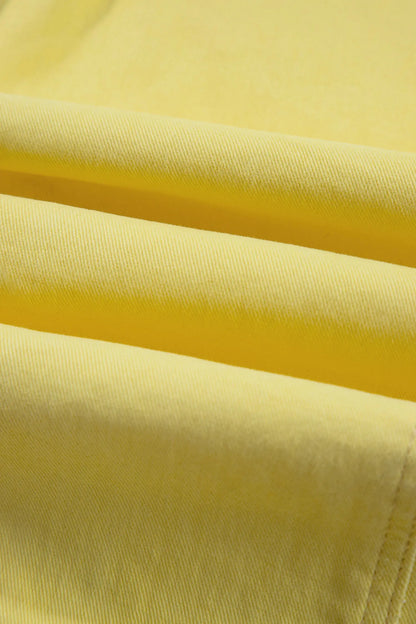 Yellow Solid Color Grommet Detail Knot Waist Barrel Jeans