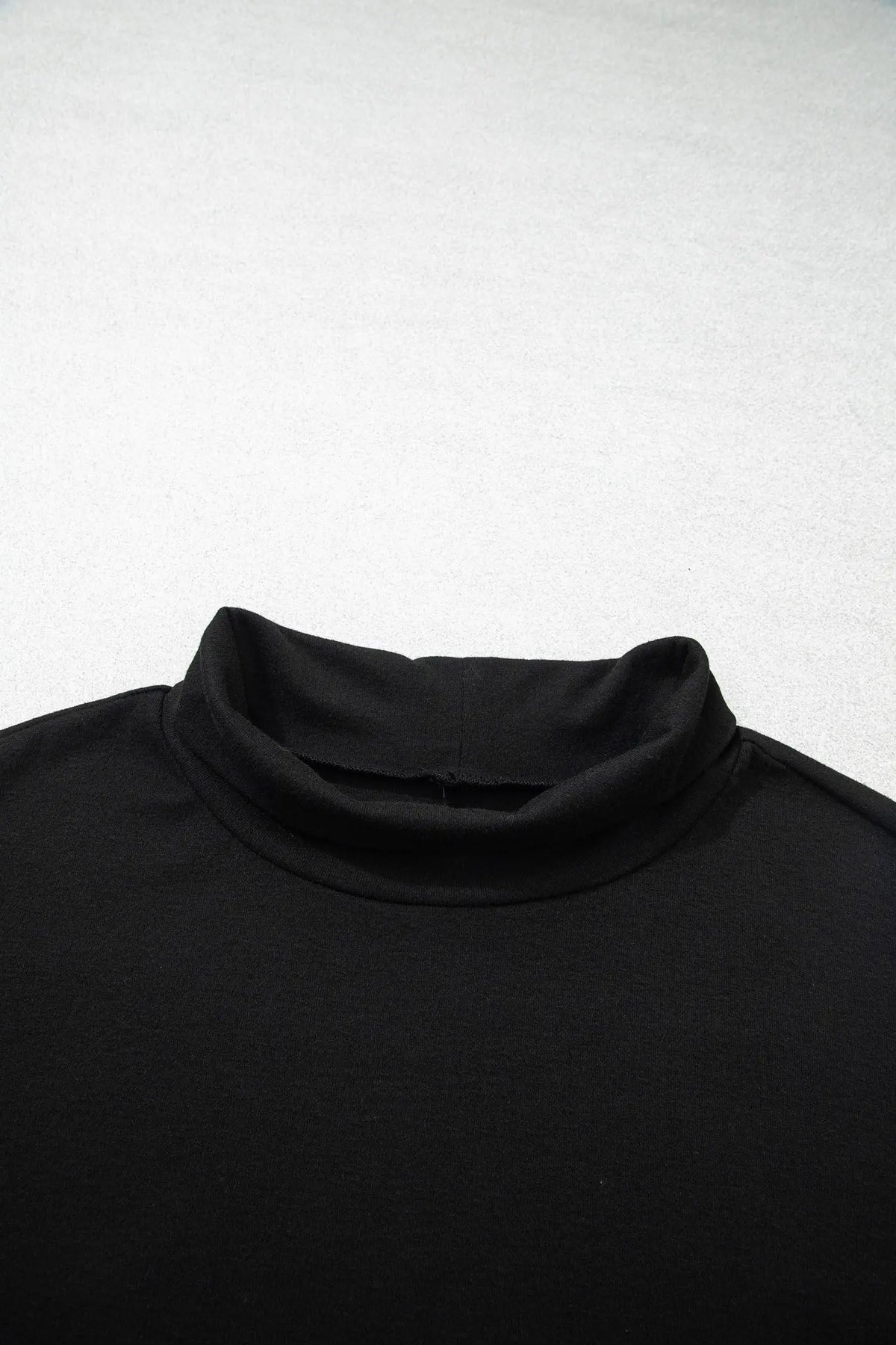 Black High Neck Long Sleeve Top detail view · nz-alt-v1