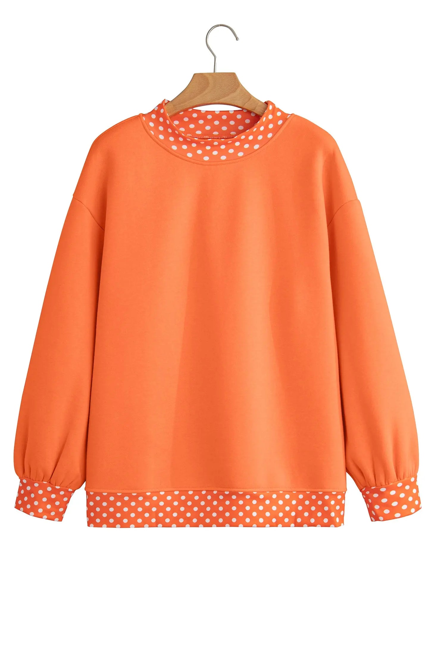 Pink Colorblock Polka Dot Contrast Trim Oversized Sweatshirt