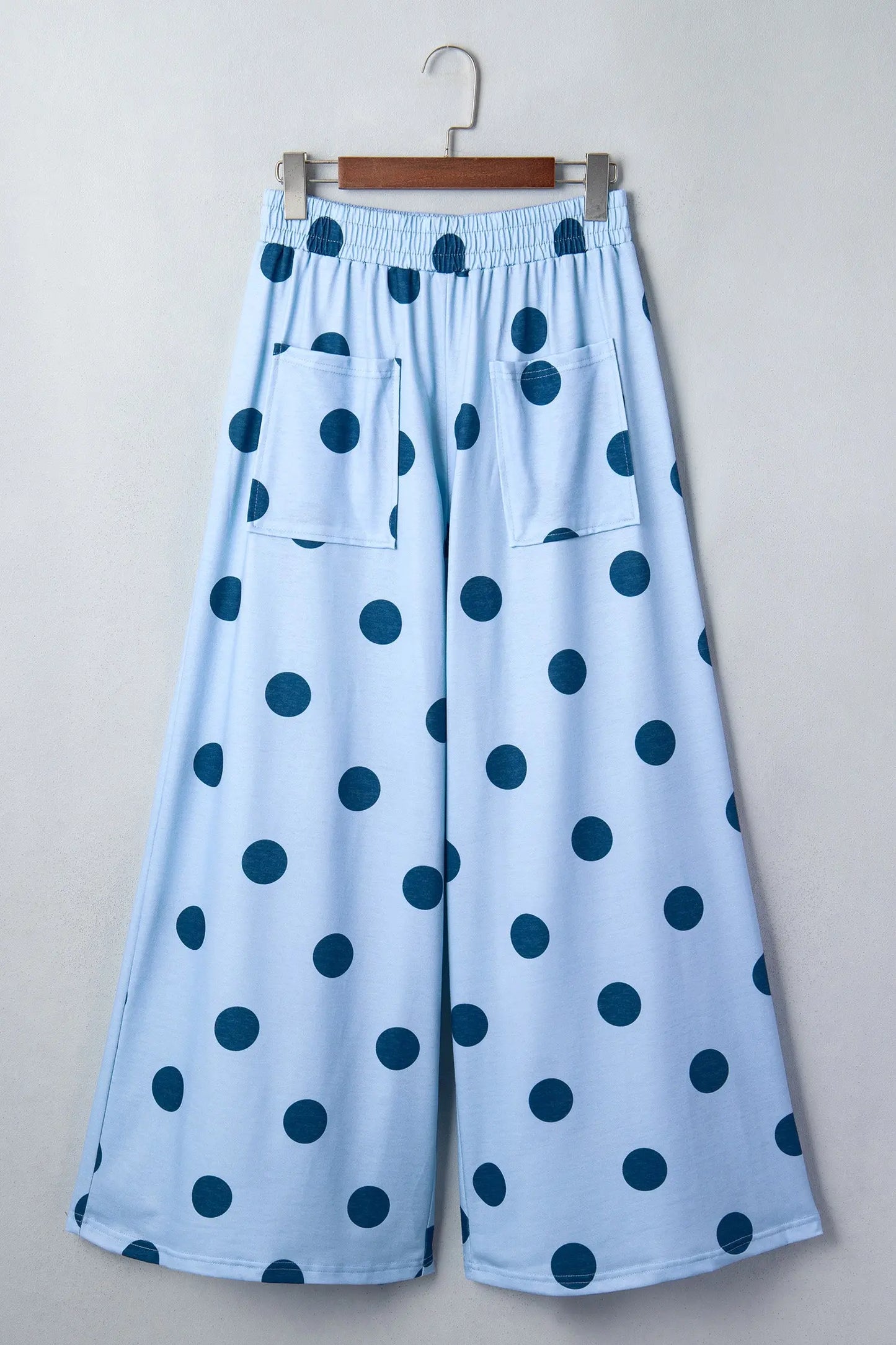 Brown Polka Dot Wide Leg Elastic Waist Casual Pants