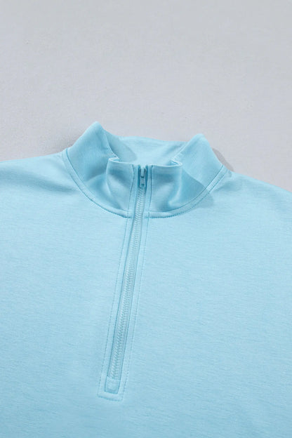 Myosotis Half Zip High Neck Tee Athleisure Short Set Nataliz