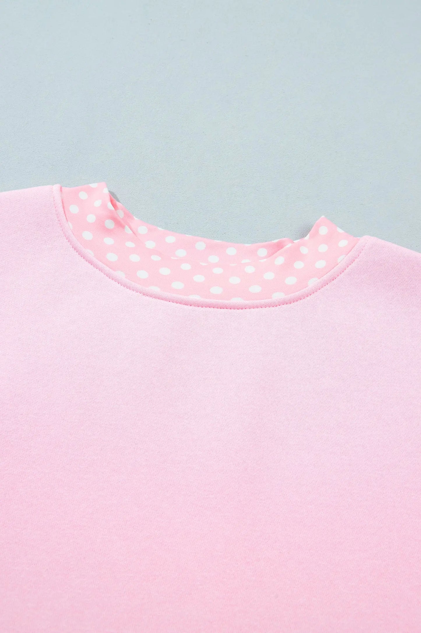Pink Colorblock Polka Dot Contrast Trim Oversized Sweatshirt