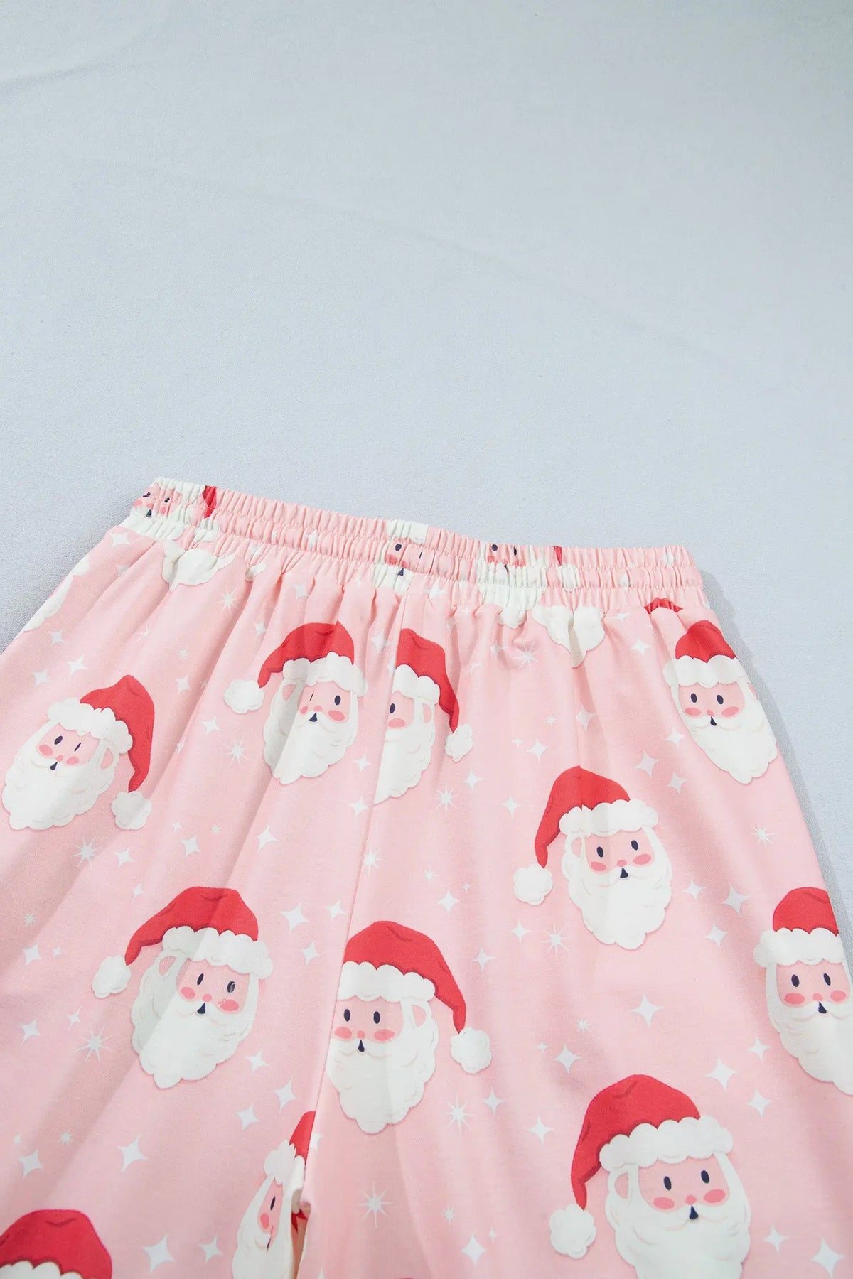 Pink Abstract Santa Pattern Long Sleeve Two Piece Shift Lounge Set