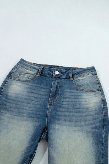 Sail Blue Pocket Detail Flare Leg Jeans