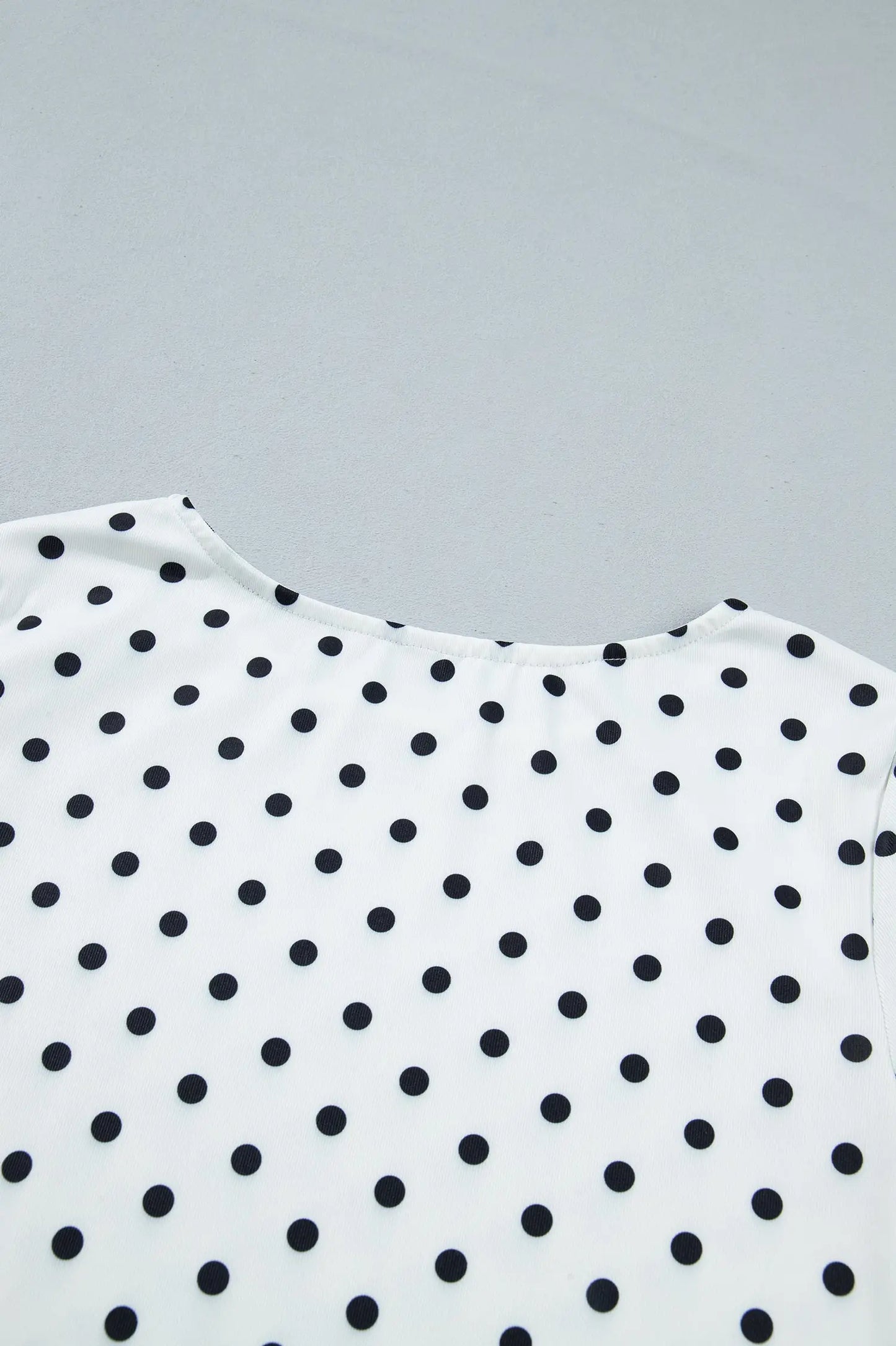 Black Polka Dot Print Lettuce Trim Long Sleeve Top