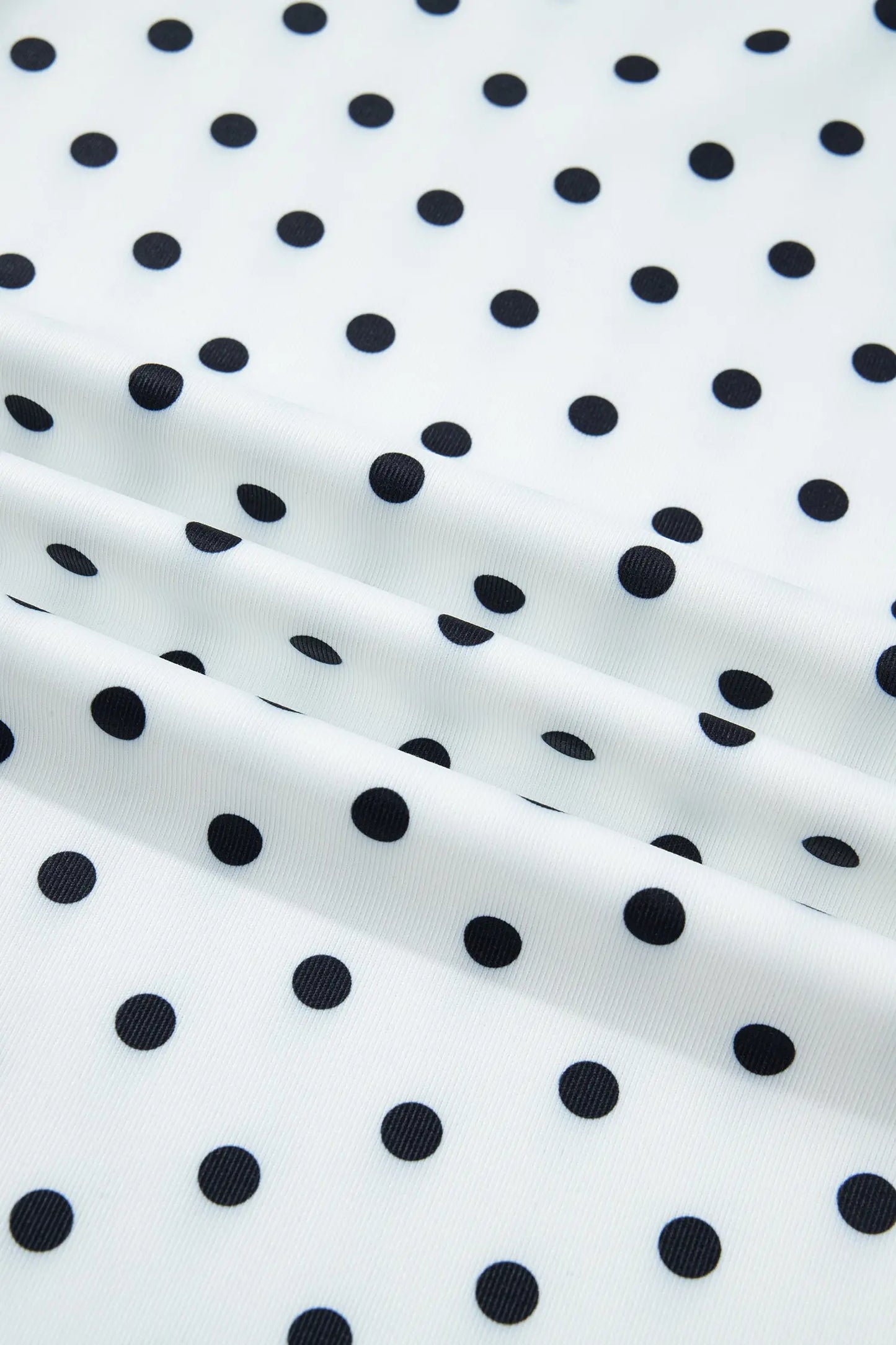 Black Polka Dot Print Lettuce Trim Long Sleeve Top