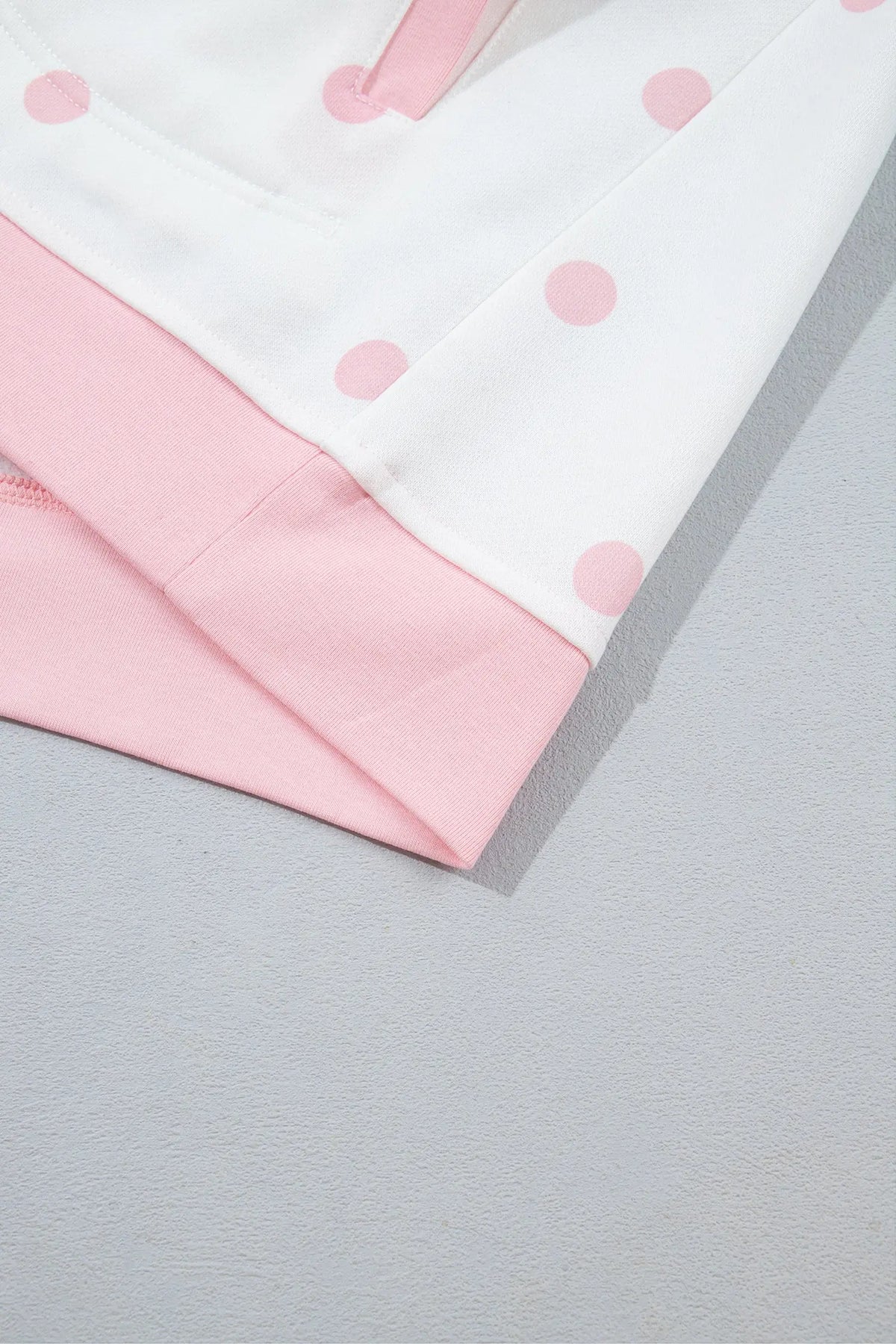 Pink Polka Dot Half Zip Drop Shoulder Relaxed Sweatshirt detail view · nz-alt-v1
