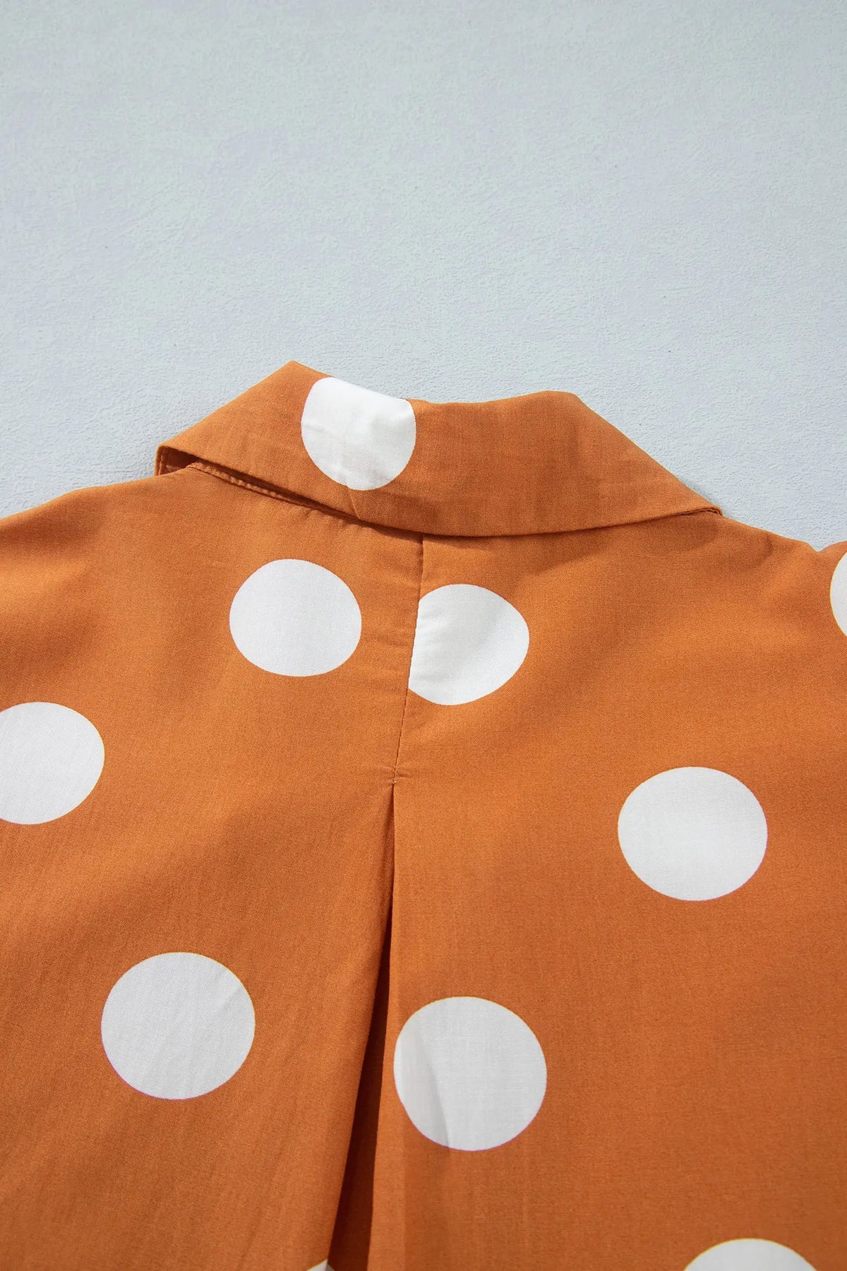 Brown Polka Dot Long Sleeve Tie Waist Casual Shift Mini Dress