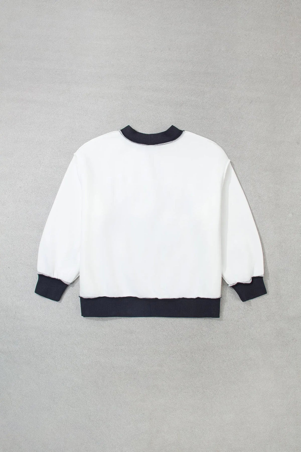 Beige SAVED BY GRACE Letter Print Color Block Mock Neck Plus Size Sweatshirt