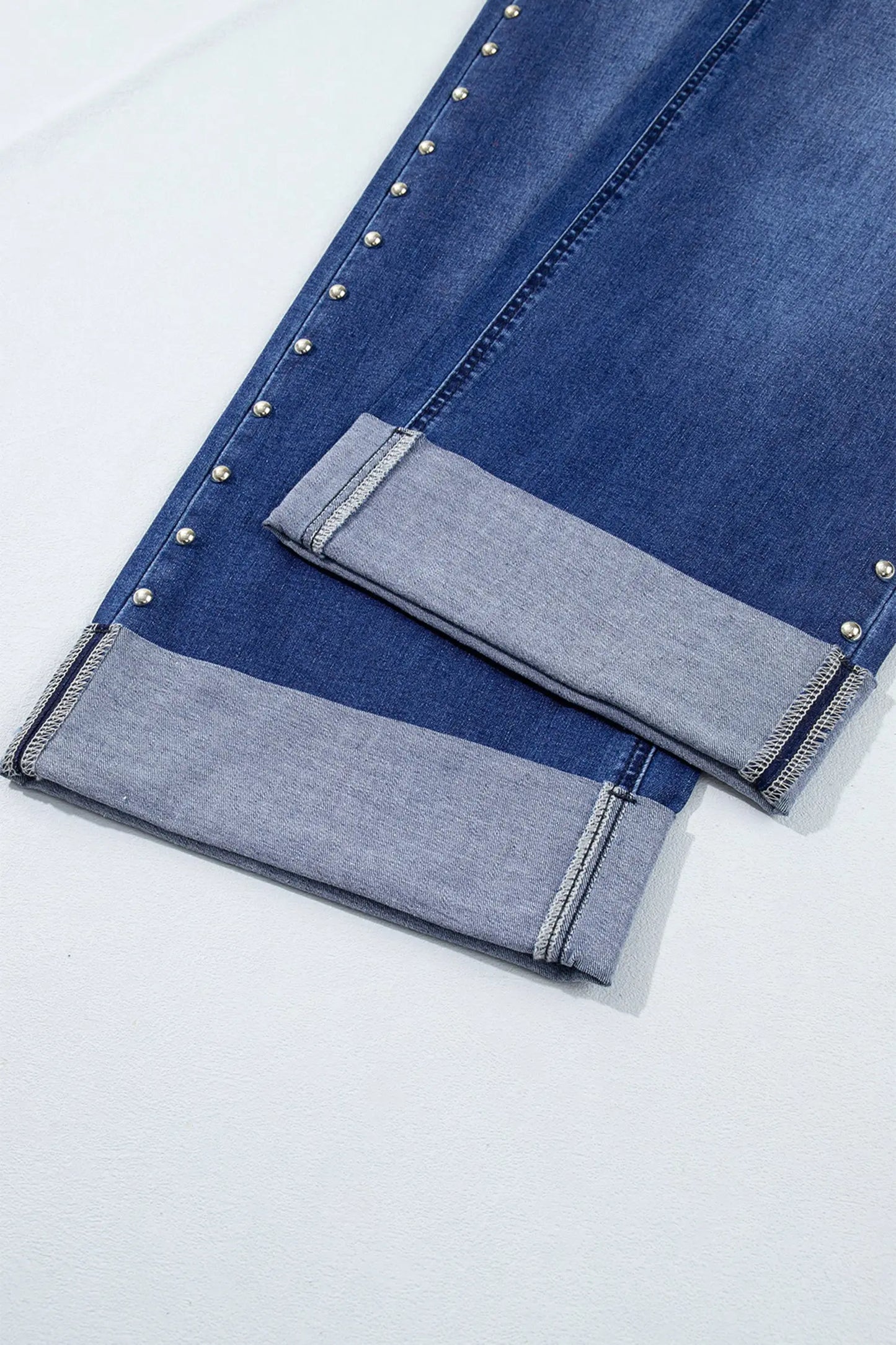 Black Studded Detail Straight Leg Casual Loose Jeans