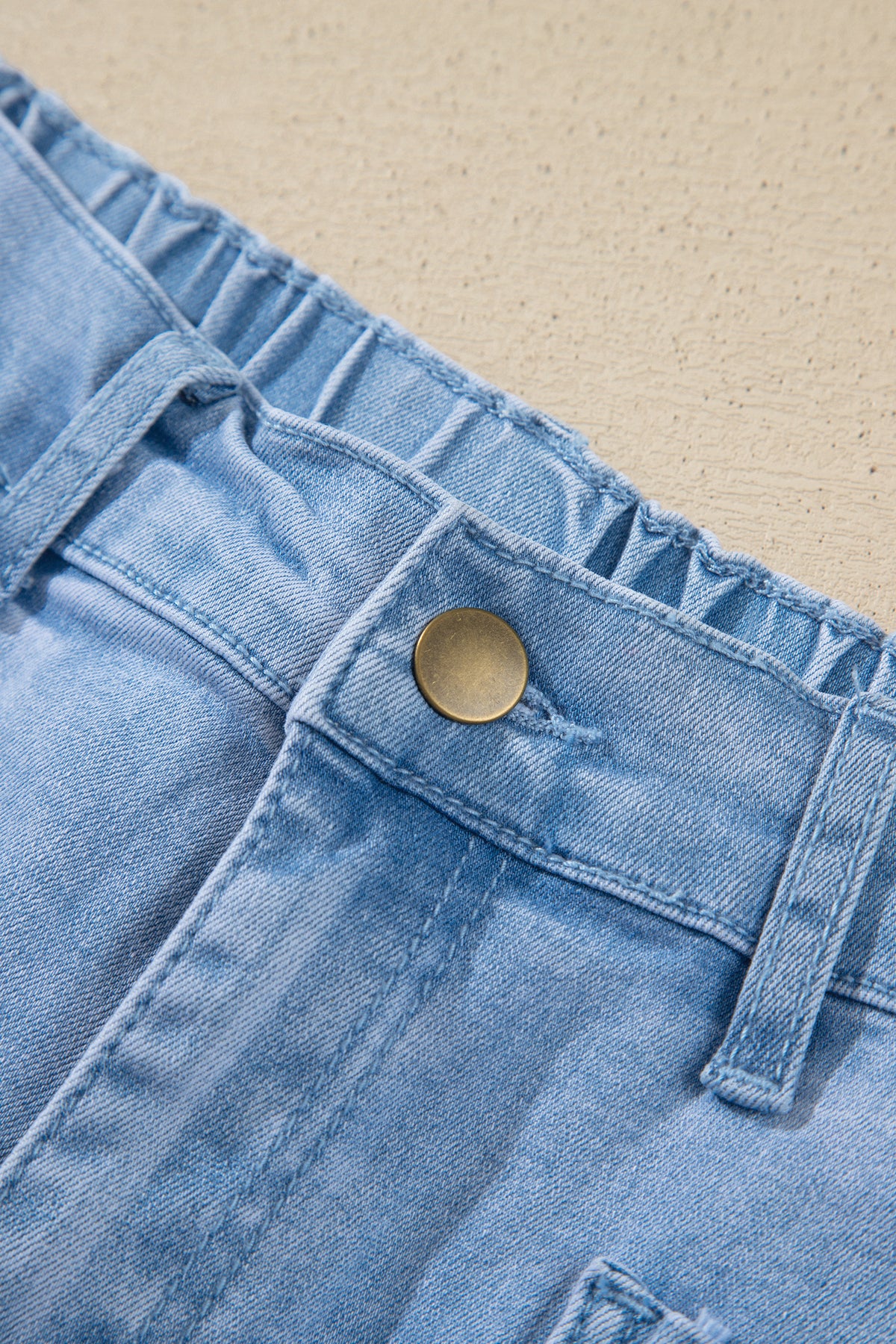 Solid Color Square Patch Pocket Ankle-length Barrel Jeans