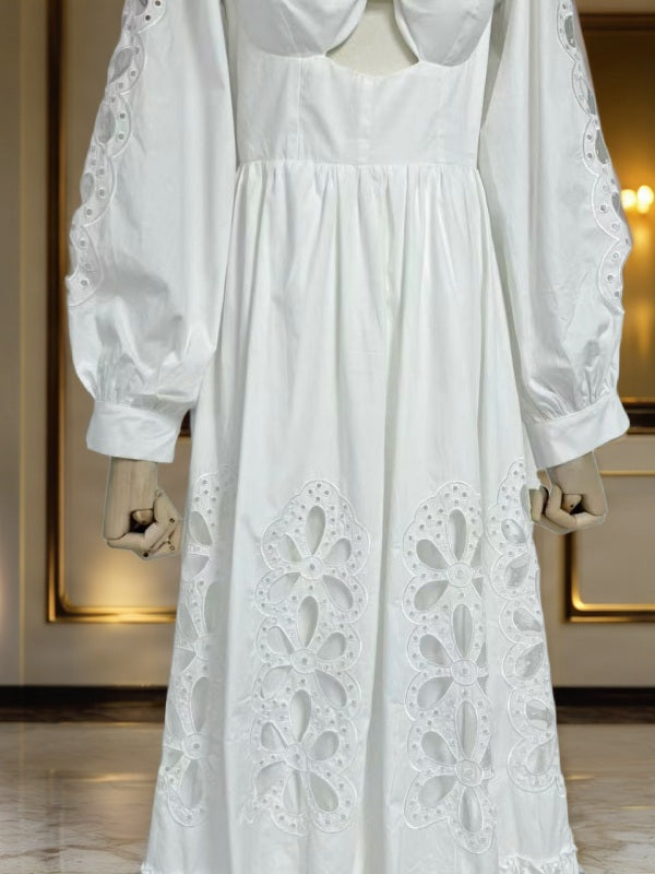 Broderie Cut-Out Twist Front Maxi Dress mannequin view · nz-bg-v1