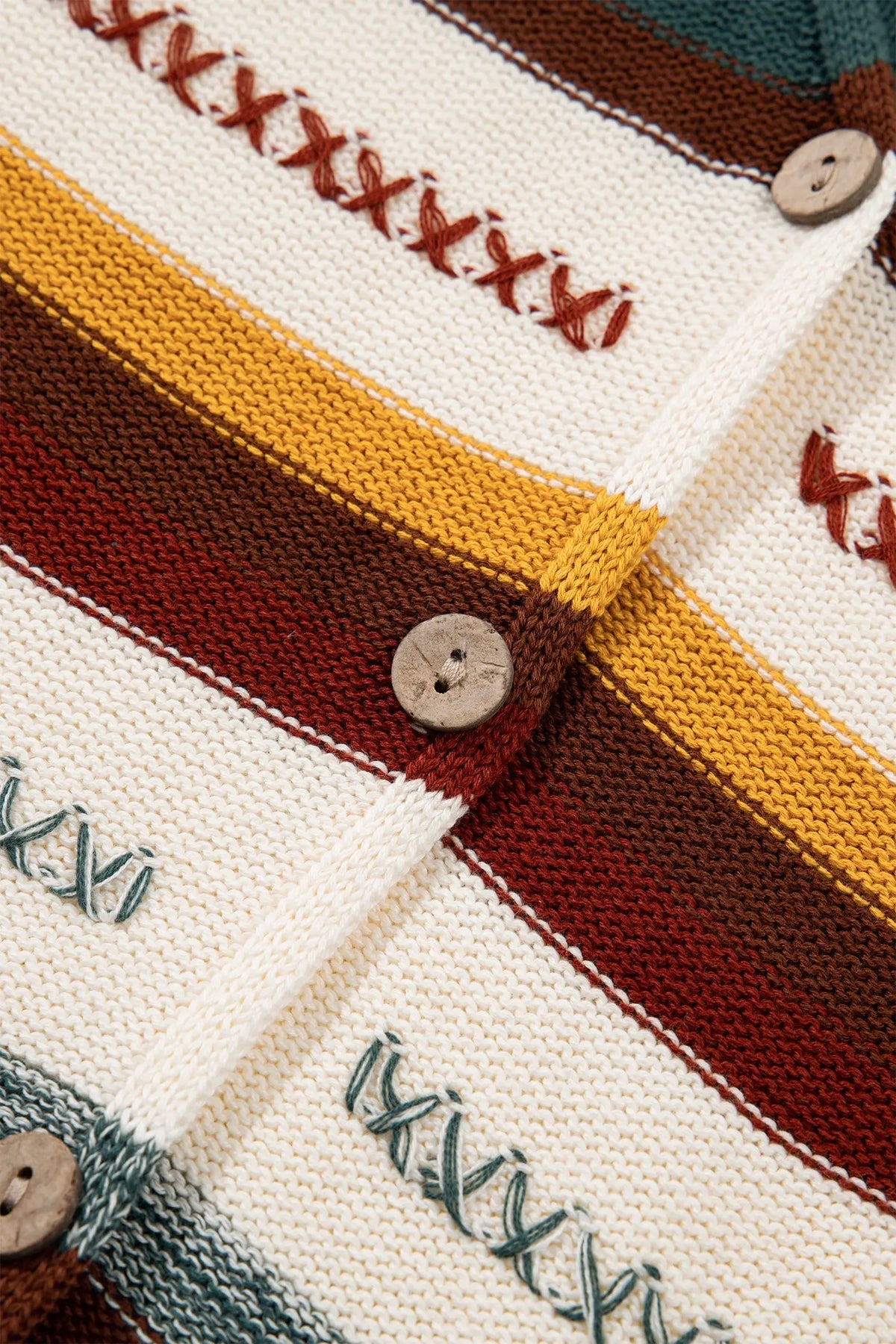 Multicolour Striped Button Front Sleeveless Knit Regular Fit Sweater Vest