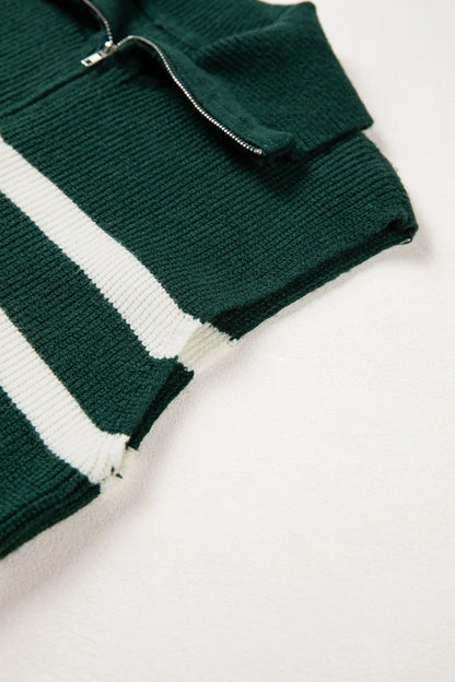 Chicory Coffee Ribbed Half Zip Collared Sweater Vest