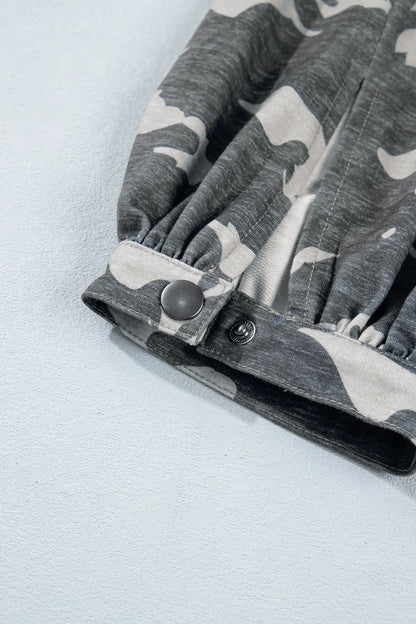 Multicolour Drawstring Contrast Waistband Camouflage Cargo Barrel Pants
