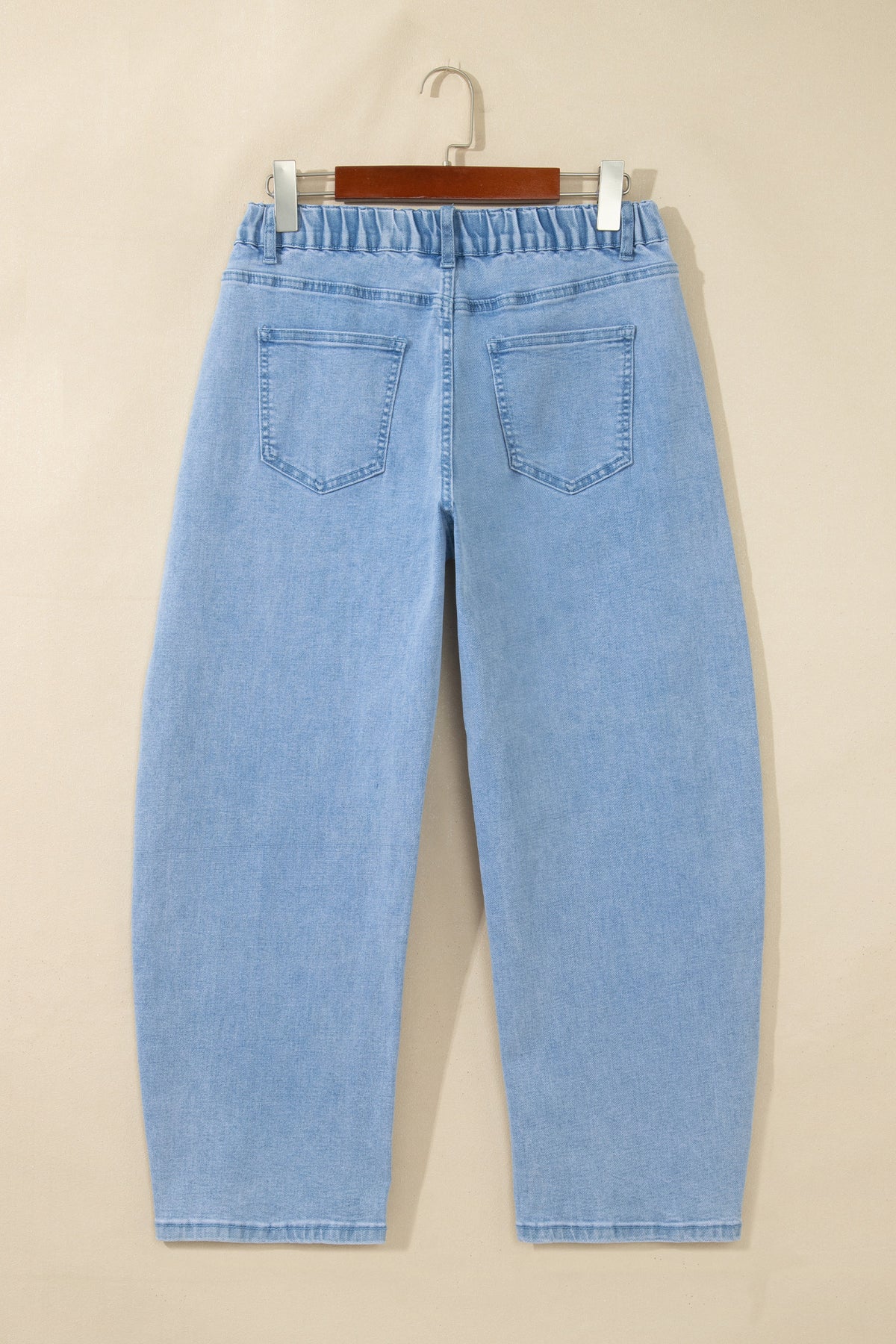Solid Color Square Patch Pocket Ankle-length Barrel Jeans