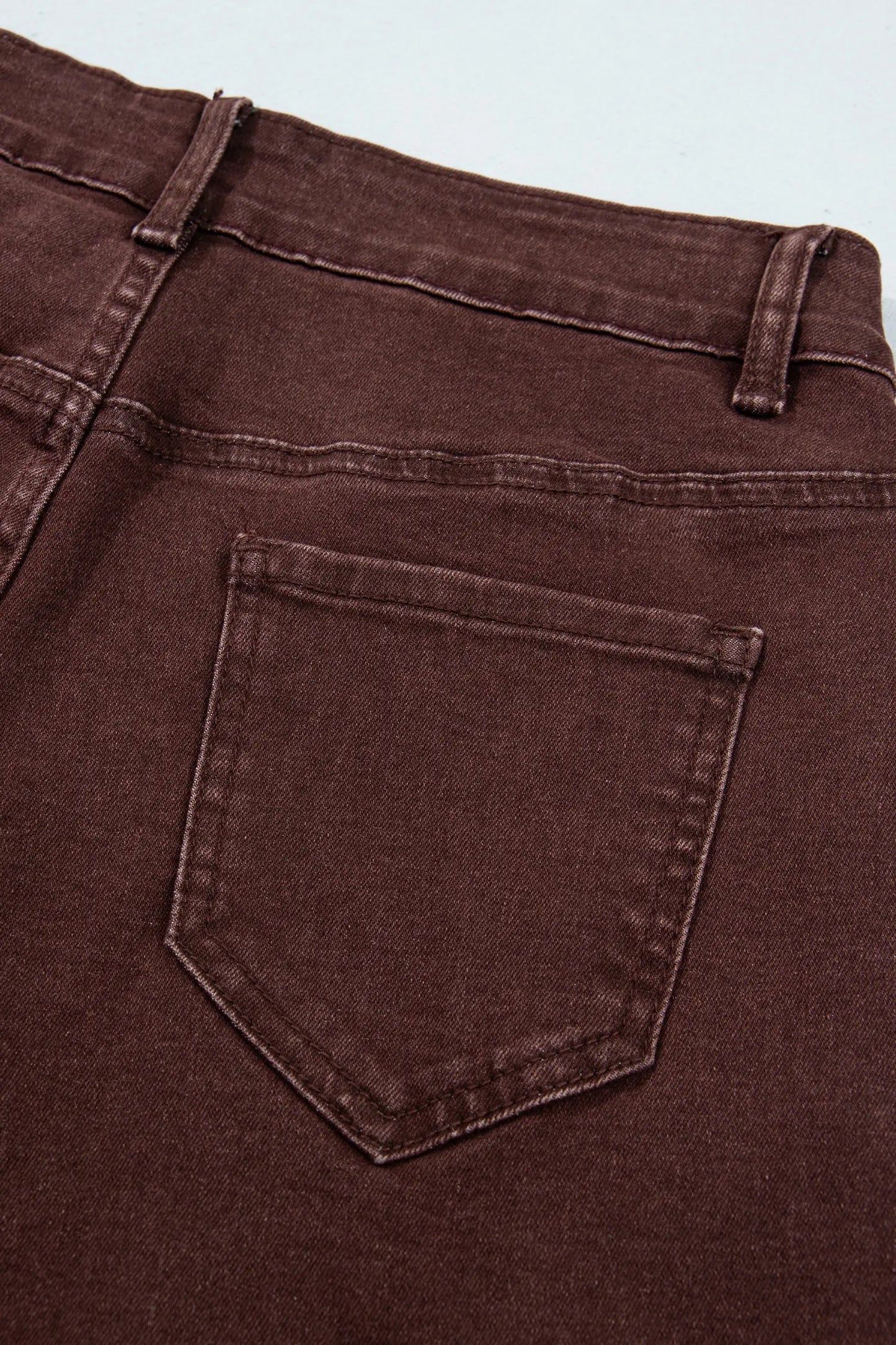 Coffee Side Seam Rivet Detail Ankle Length Casual Jeans
